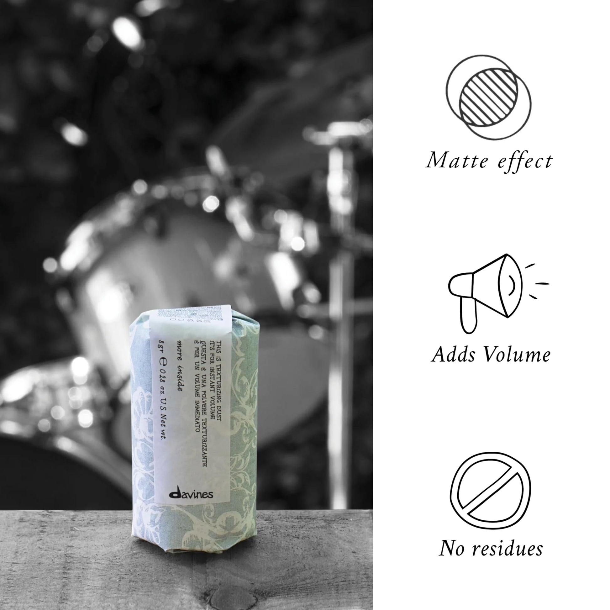 White Smoke Davines This Is A Texturizing Dust Powder, Medium Hold Instant Volume - Volume Powder for Root Lift - Creates Matte Texture & Grip, 0.28 oz
