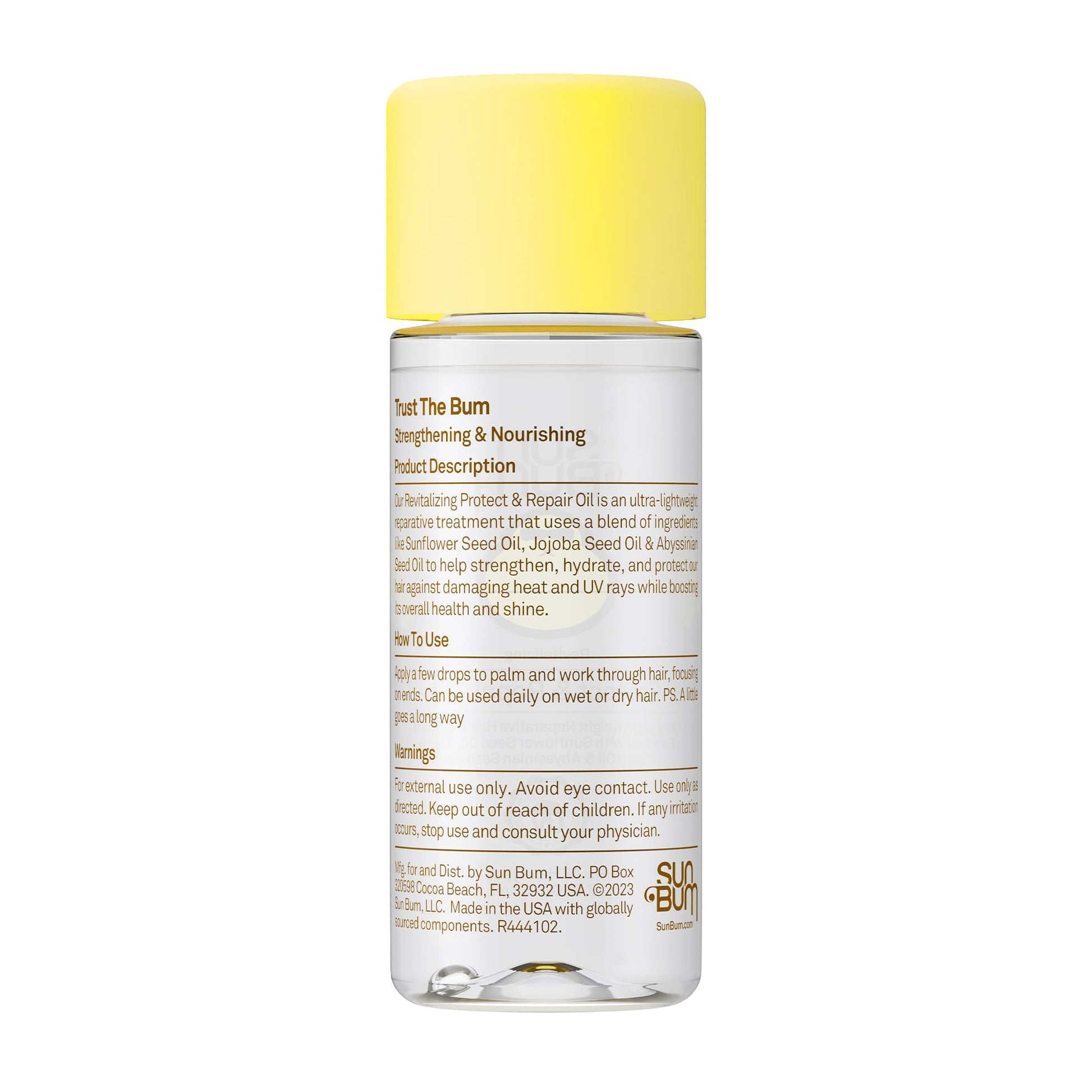Light Gray Sun Bum Revitalizing Protect and Repair Hair Oil - Light-weight Hair Care Treatment - Strengthen and Hydrates - UV Protection against Heat Damage and Sun Rays - Enriched with Jojoba Oil - 1.7 oz