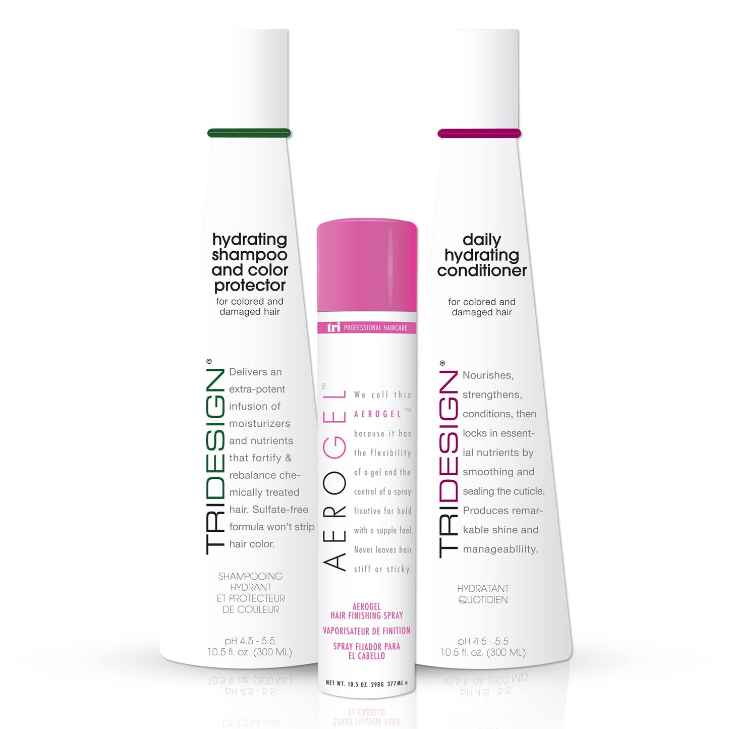 White Smoke TRI Design Aerogel Hairspray 10.5 oz., Hydrating Shampoo and Daily Hydrating Conditioner 10.5 oz. - Color Safe Shampoo and Conditioner with Hairspray for Women and Men