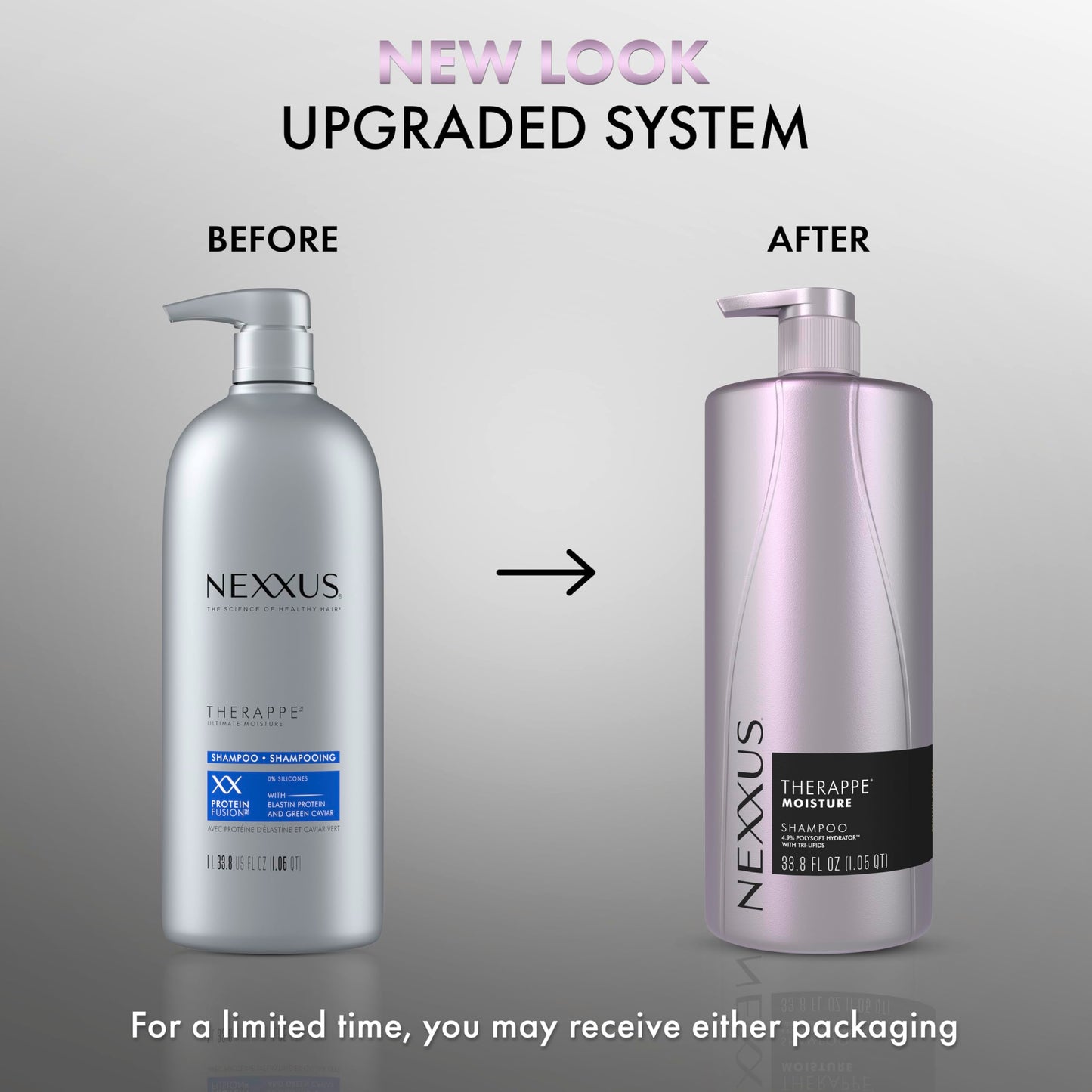 Light Gray Nexxus Therapee Shampoo for Ultimate Moisture for Dry Hair Powered by POLYSOFT HYDRATOR Technology with Tri-lipids 33.8 oz