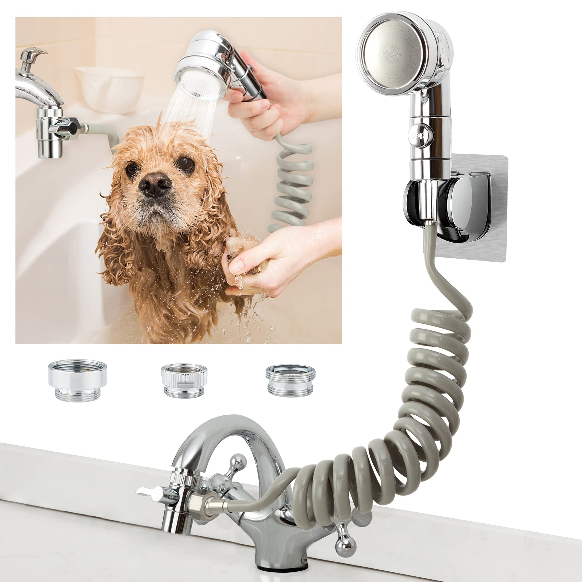 White Smoke ZCONIEY Sink Faucet Sprayer Attachment Hair Pet Rinser Showerhead with Stop Water-saving Function