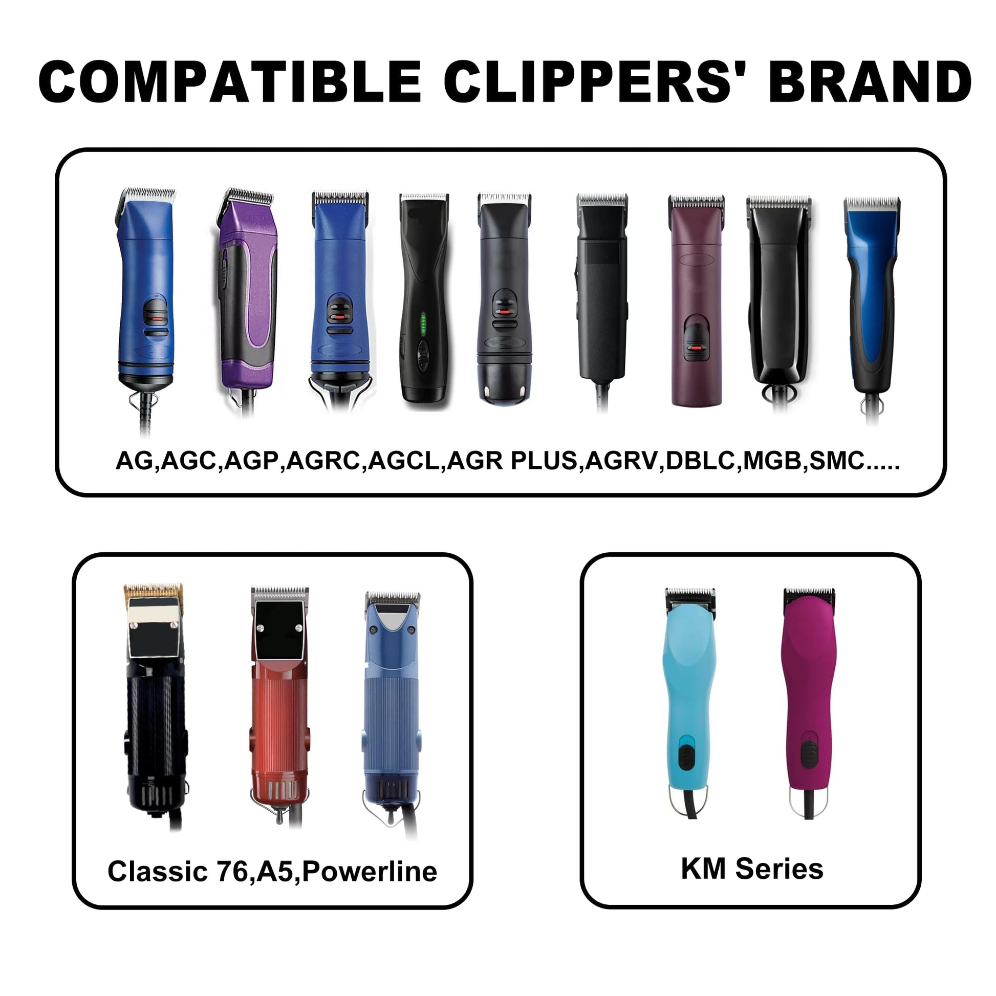 White Smoke FUHKQE Detachable Pet Clipper Blades Dog Grooming Clipper Replacement Ceramic Blades Set, Compatible with Andis, Wahl, Oster(Size 30#+10#+4FC+5FC+7FC,Cut Length0.5mm-9.5mm)