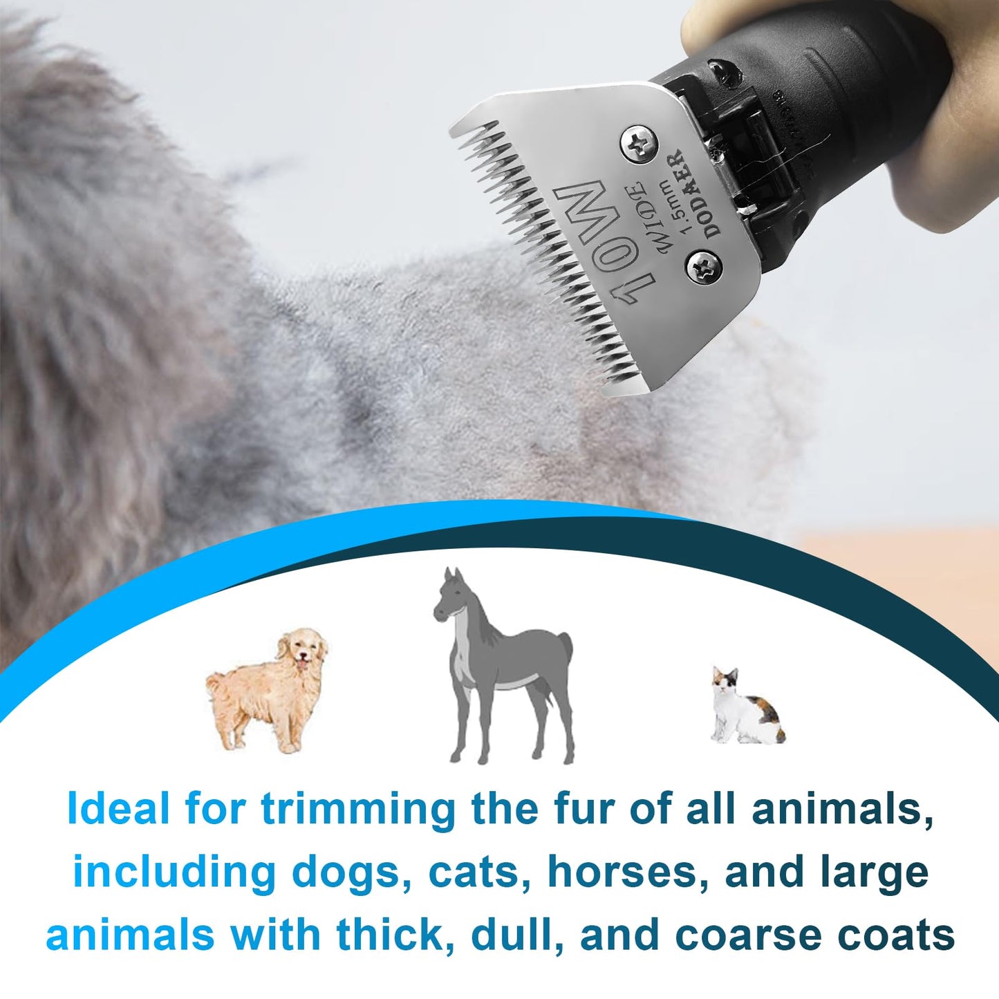 White Smoke Newbulu Sizi 10W Dog Grooming Clipper Replacement Blades, Compatible with Ainds, Oster A5, Wahl Km10 and Other Series Clippers, Blade Size-10W Cut Length 1/16"(1.5mm)