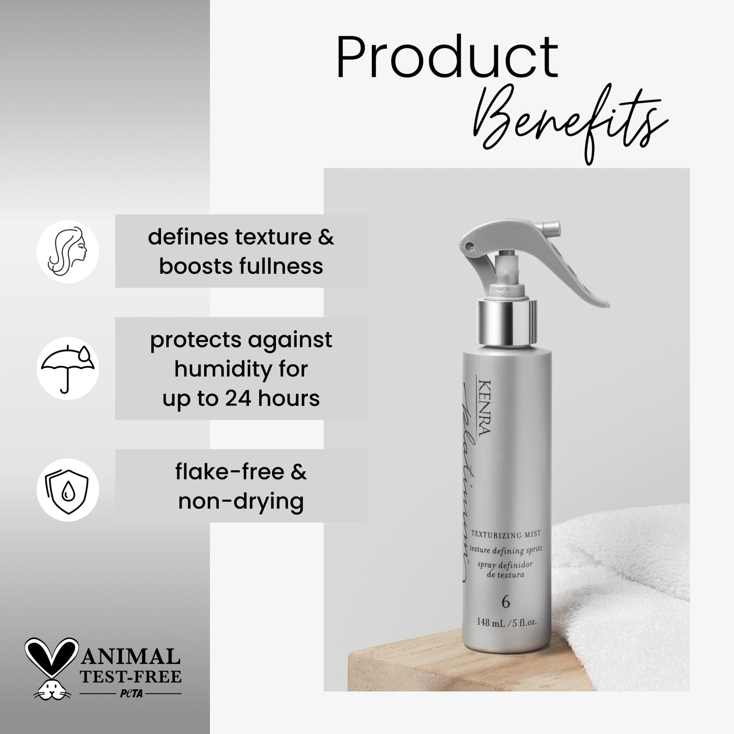 Light Gray Kenra Professional Platinum Texturizing Mist 6 | Texture Defining Spray | All Hair Types | 5.0 fl. oz.