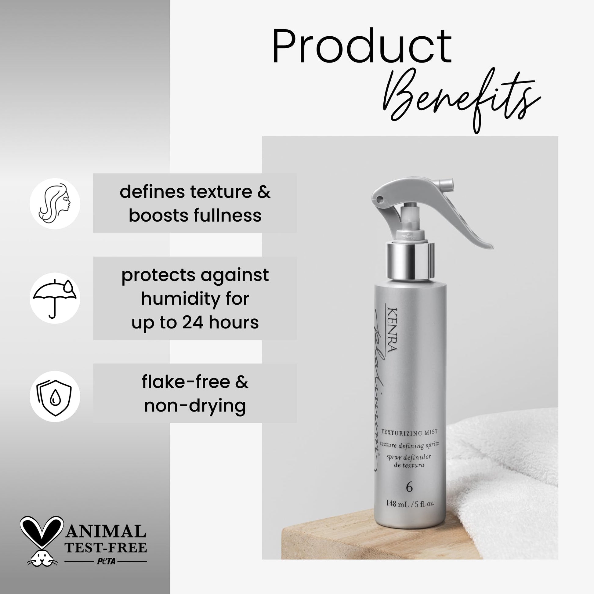Light Gray Kenra Professional Platinum Texturizing Mist 6 | Texture Defining Spray | All Hair Types | 5.0 fl. oz.
