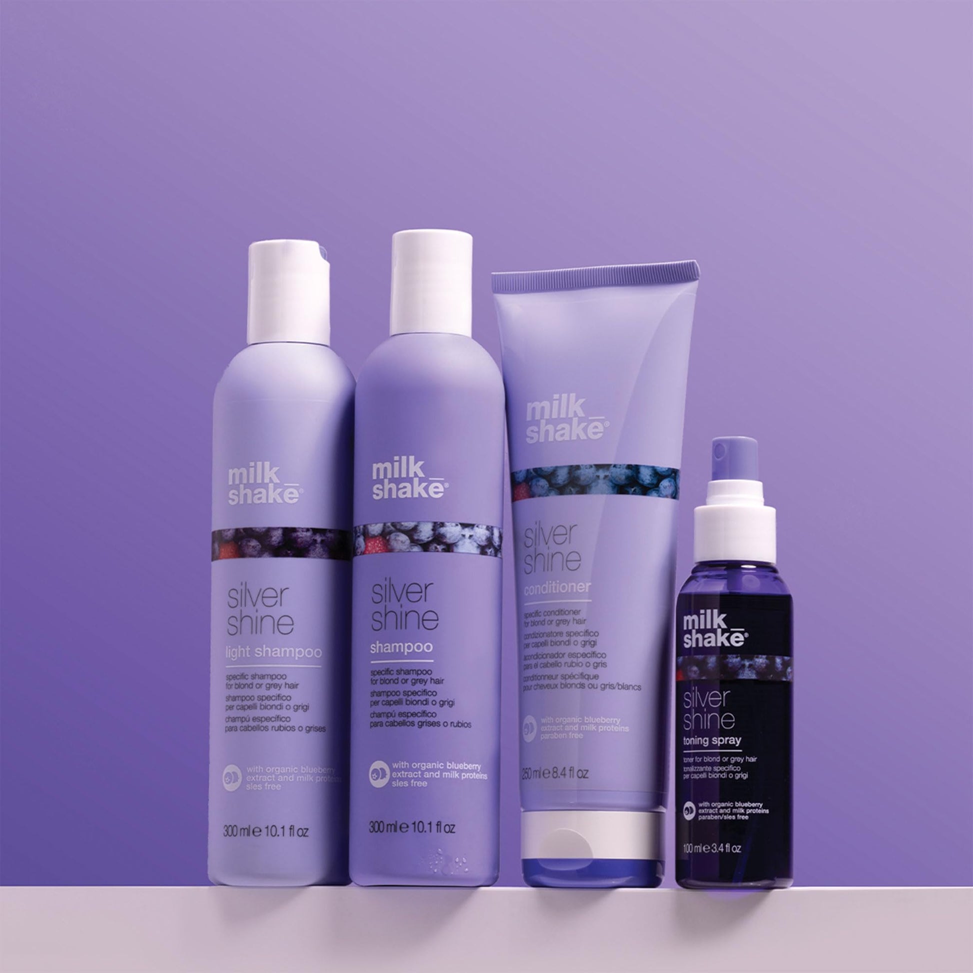 Dark Gray milk_shake Silver Shine Toning Spray - Platinum Hair Violet Pigment Spray | Counteracts Unwanted Yellow/Golden Tones| Strengthens and Hydrates | 3.4 fl oz (100 ml)