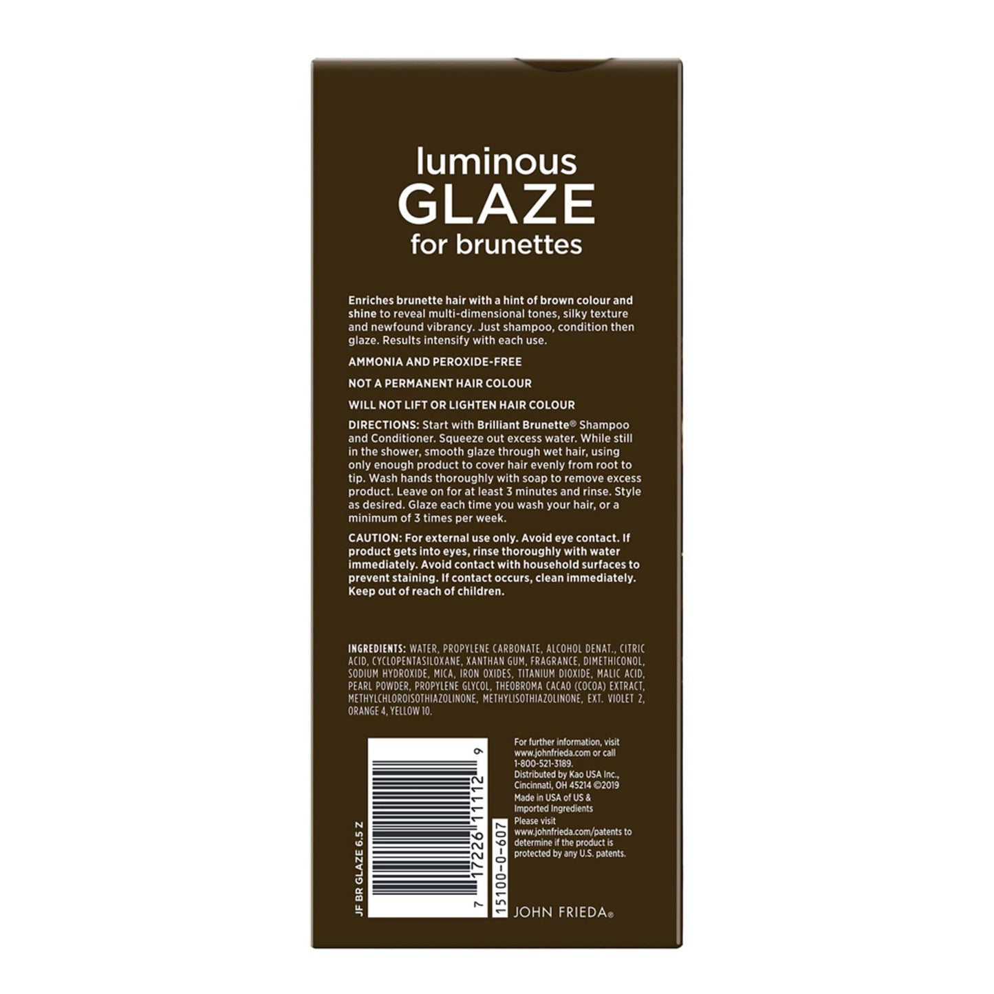 Dark Slate Gray John Frieda Brilliant Brunette Luminous Glaze, Hair Gloss Enhances Rich Color and Boosts Shine for Silky Brunette Hair, Enhances While Mending Damaged Hair Surfaces, 6.5 Oz