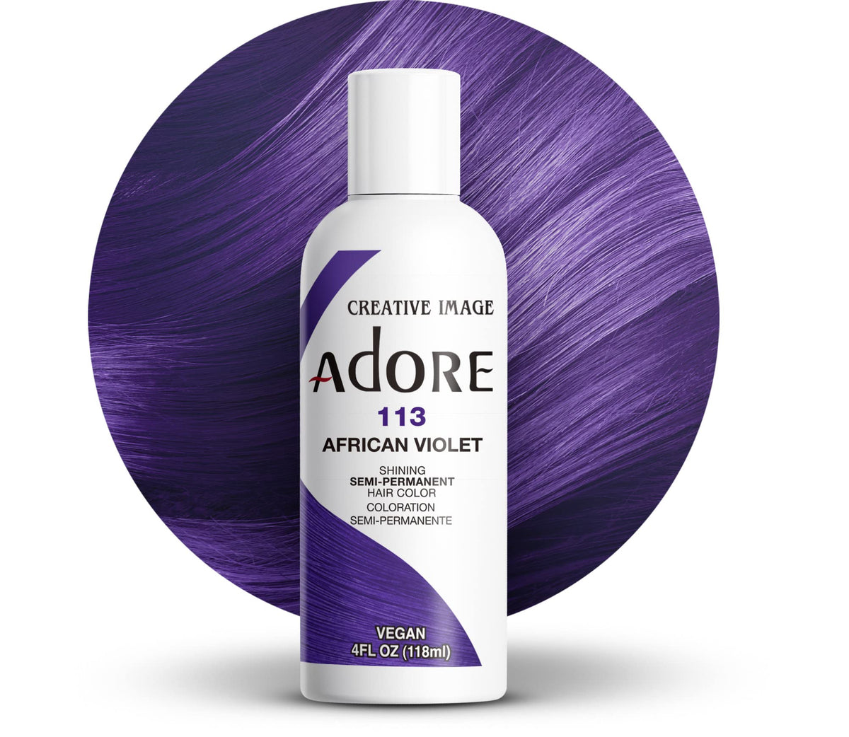 White Smoke Adore Semi Permanent Hair Color - Vegan and Cruelty-Free Hair Dye - 4 Fl Oz - 113 African Violet (Pack of 3)