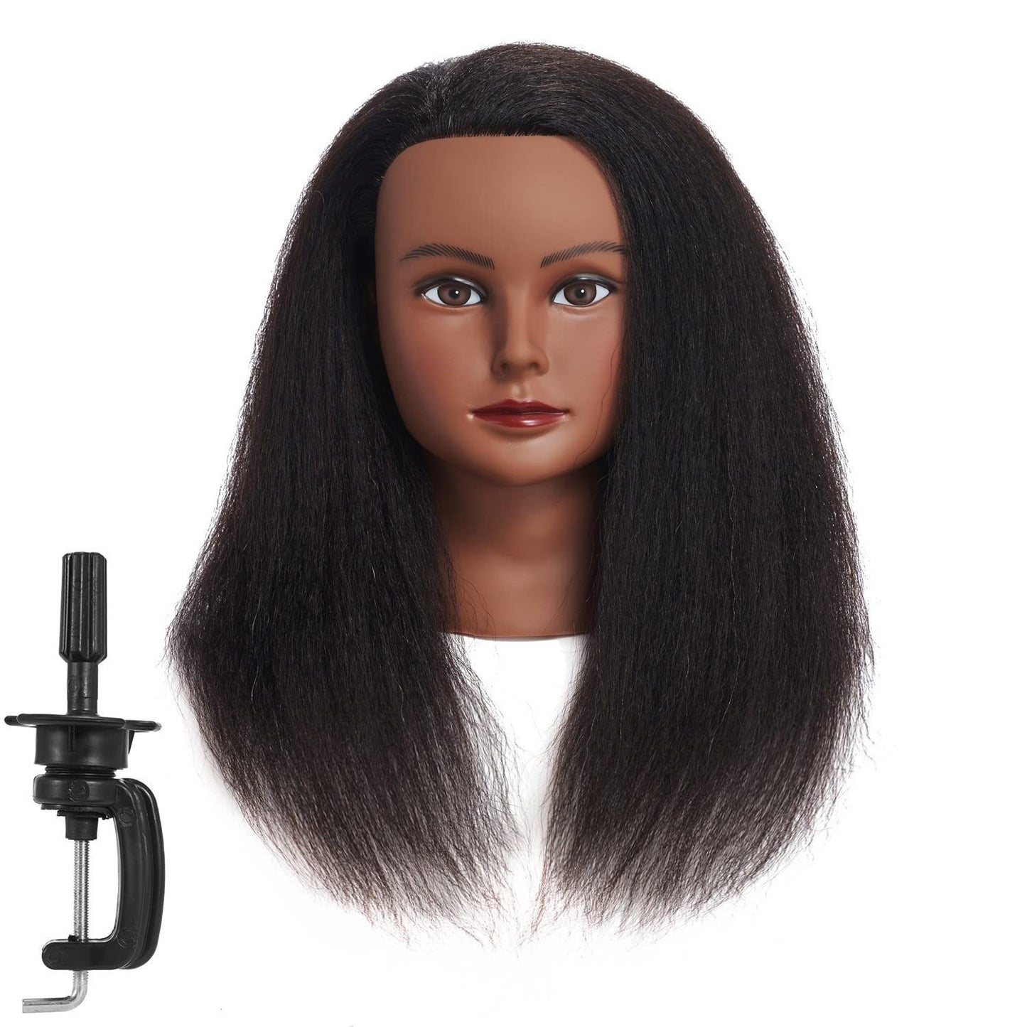 White Smoke Traininghead 100% Real Hair Mannequin Head Training Head Cosmetology Doll Head Manikin Practice Head Hairdresser With Free Clamp Holder Female