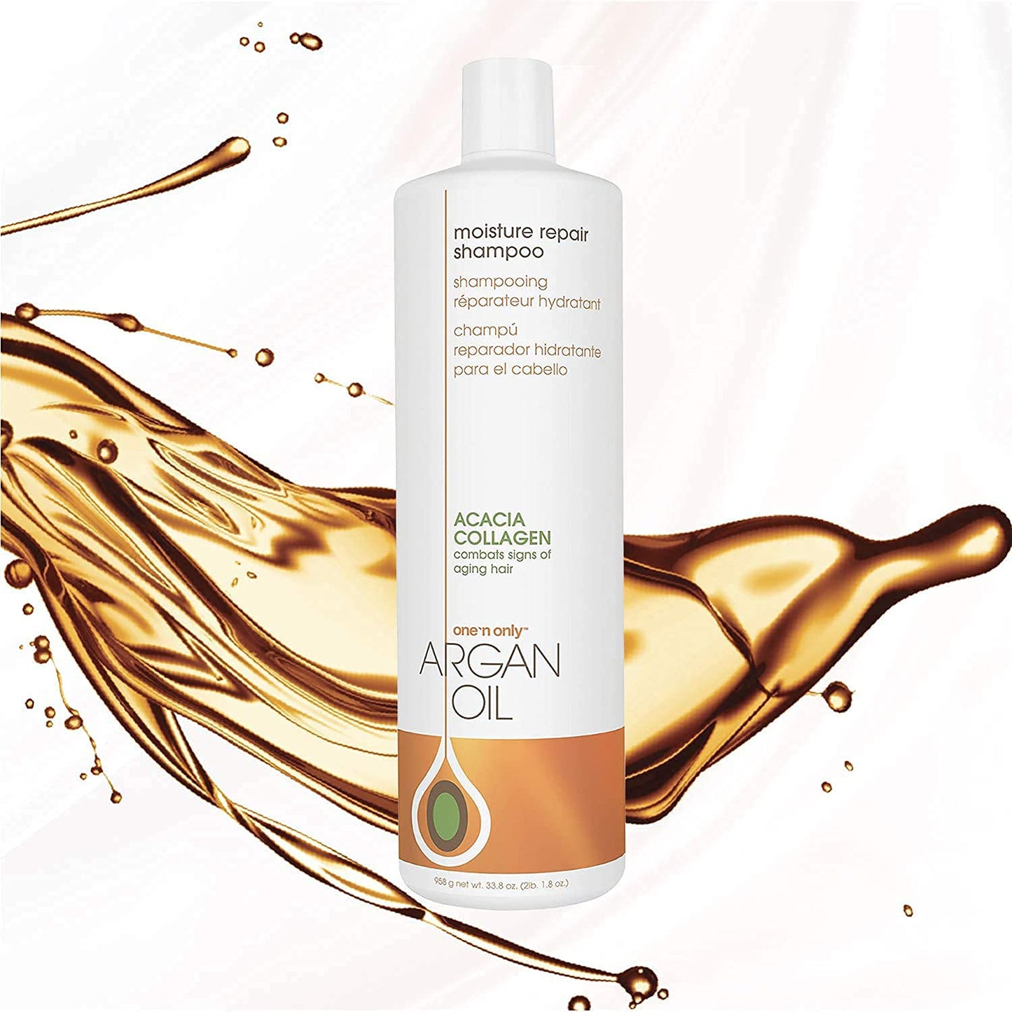 White Smoke One 'n Only Moisture Repair Shampoo with Argan Oil, Rebalances Hair Moisture Levels, Adds Volume and Shine, Repairs Damage from Chemicals and Heat Styling, 33.8 Fl. Oz