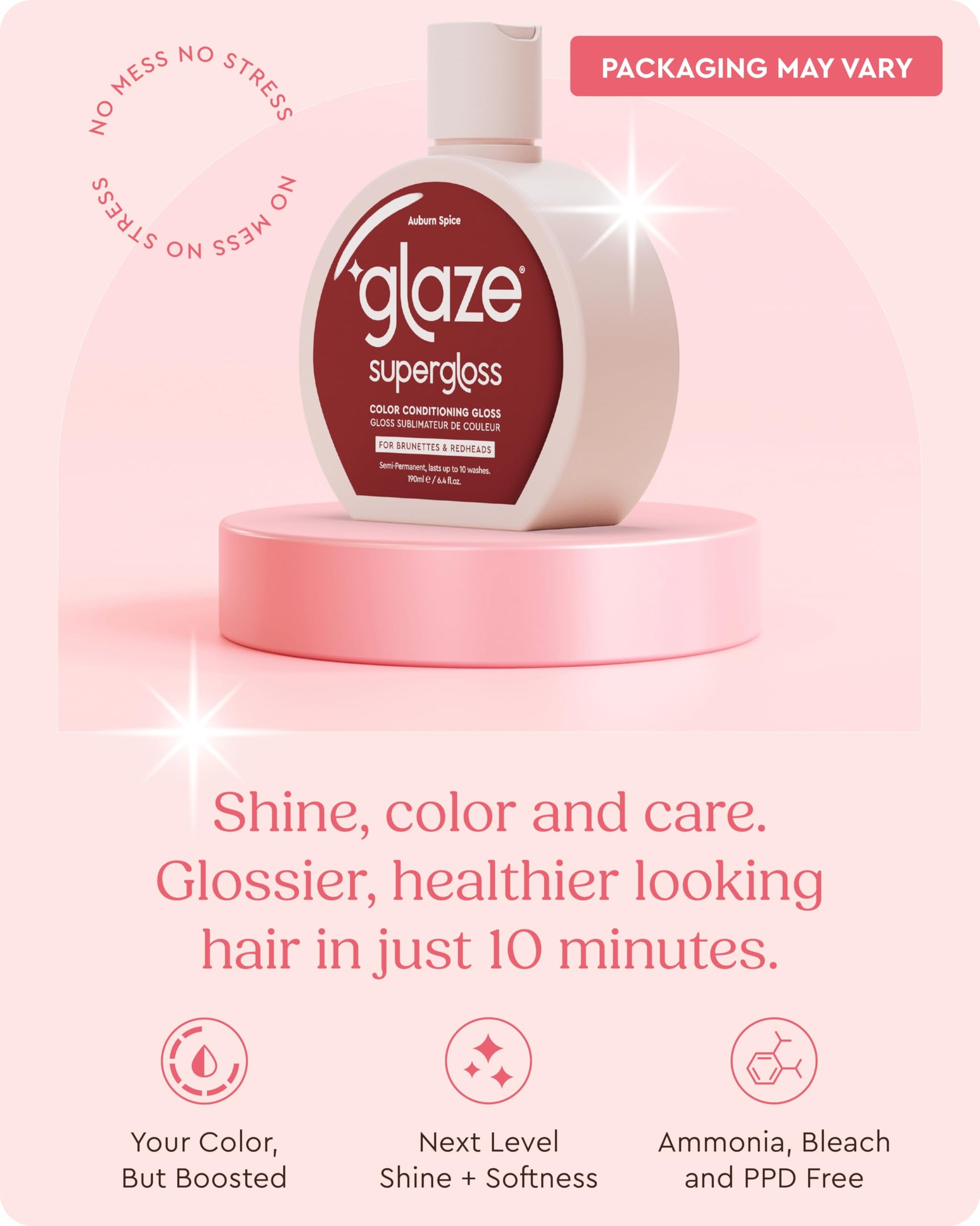 Misty Rose Glaze Color Conditioning Gloss - Tinted Moisturizer for Brown or Red Hair, Boosts Color and Shine, Repairs Damage - Auburn Spice, 6.4 oz