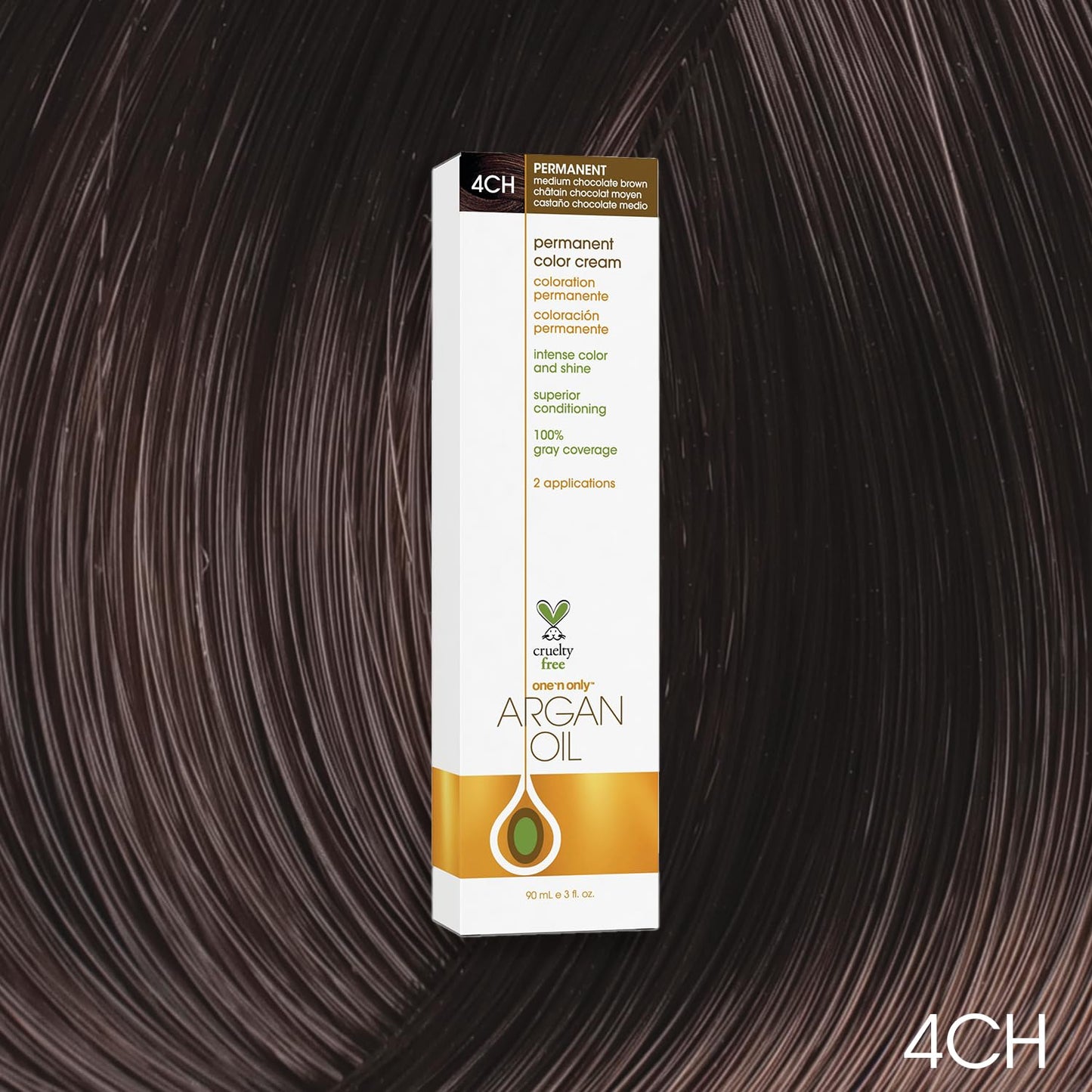 Black One N' Only Permanent Hair Color - Permanent Hair Dye Made with Argan Oil - Delivers Rich, Accurate Tones with Gray Coverage - Improves Moisture & Elasticity - 4CH Medium Chocolate Brown (3 oz)