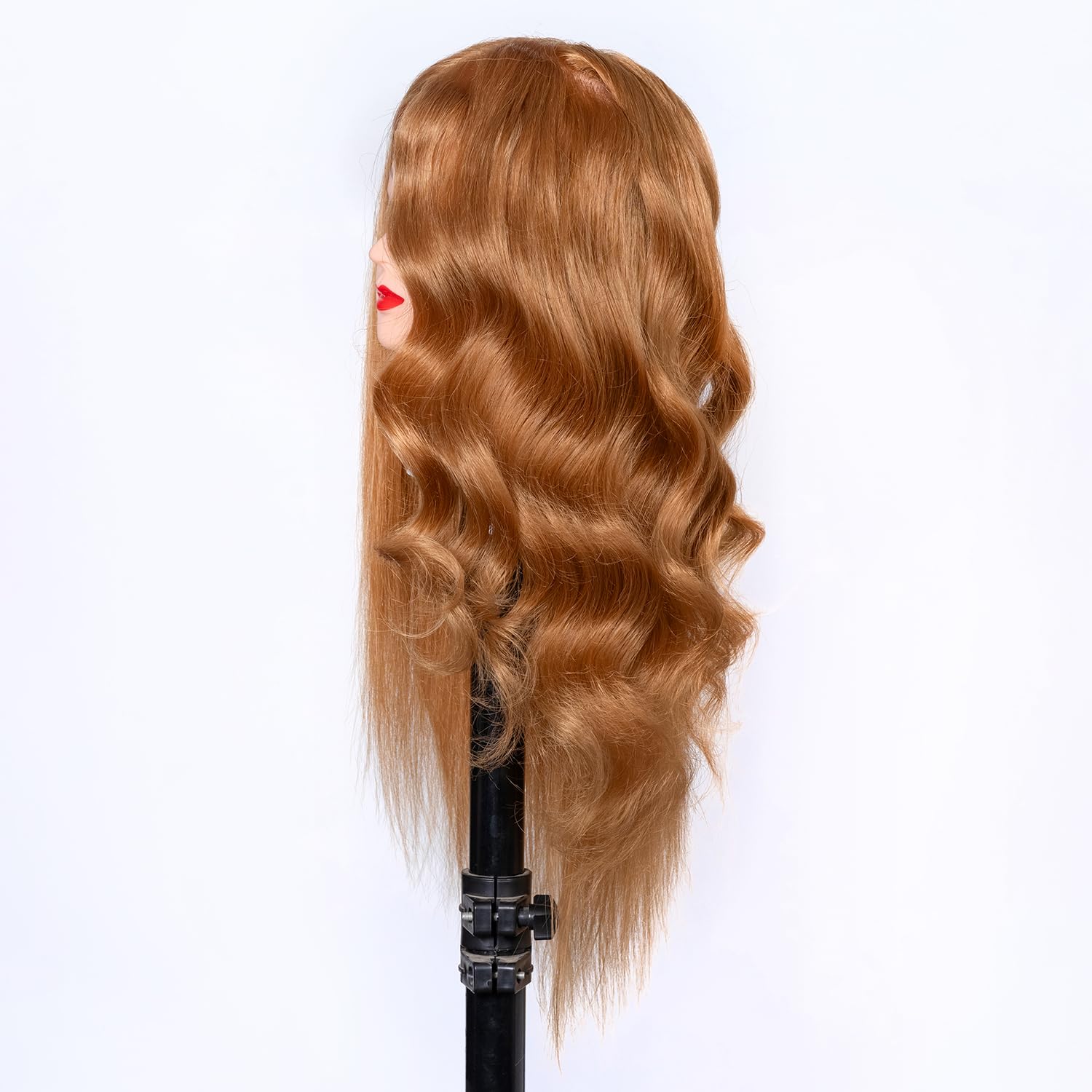 White Smoke Depaajk Mannequin Head with 80% Human Hair Straight 26"-28" Doll Head with Hair Cosmetology Mannequin Head Human Hair for Hairdresse (27#yellow)