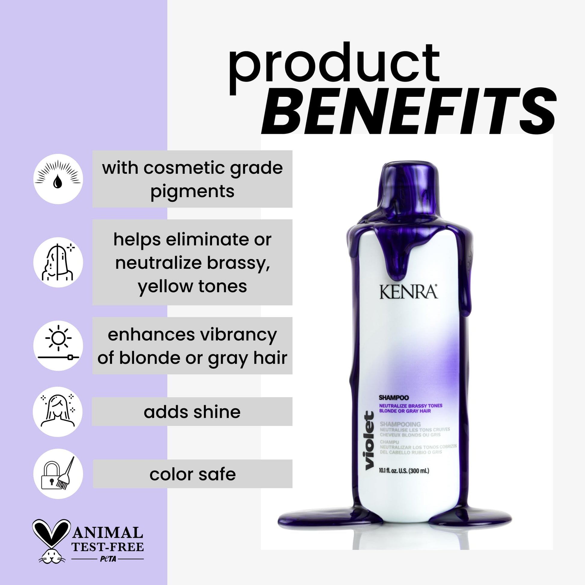 White Smoke Kenra Violet Shampoo | Eliminates Brassy Tones | Purple Pigment + Deposit | Neutralizes Yellow | Moisturizes Processed Hair | Enhances Vibrancy of Blonde or Gray Hair | Color Safe | 10.1 fl. oz.