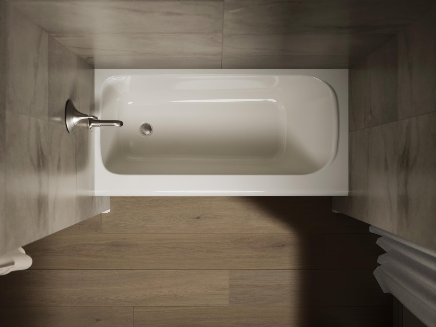 Dim Gray Kohler 25830-LA-96 Avec® 60" x 30" alcove bath, left drain, Biscuit