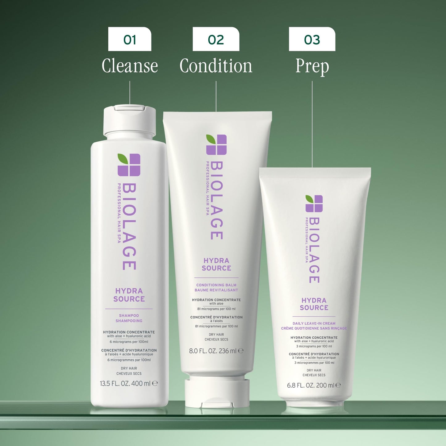 Lavender Biolage Hydra Source Leave-In Cream - Instantly Moisturizes & Seals Split Ends, For Dry Hair, With Micro-Filtered Aloe Vera & Fermented Hyaluronic Acid, 6.8 Fl Oz, packaging may vary
