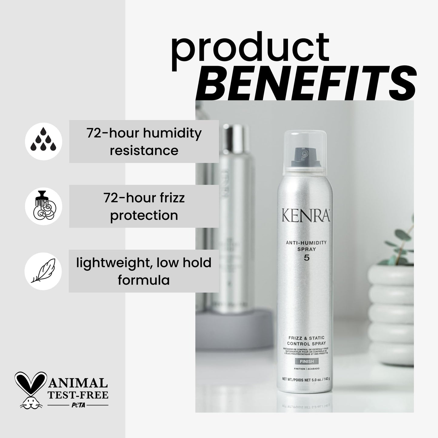 Lavender Kenra Professional Anti-Humidity Spray 5 | Frizz & Static Control Spray |72-Hour Humidity Resistance & Protection | Lightweight, Low Hold Formula | Thermal Protection | 5oz