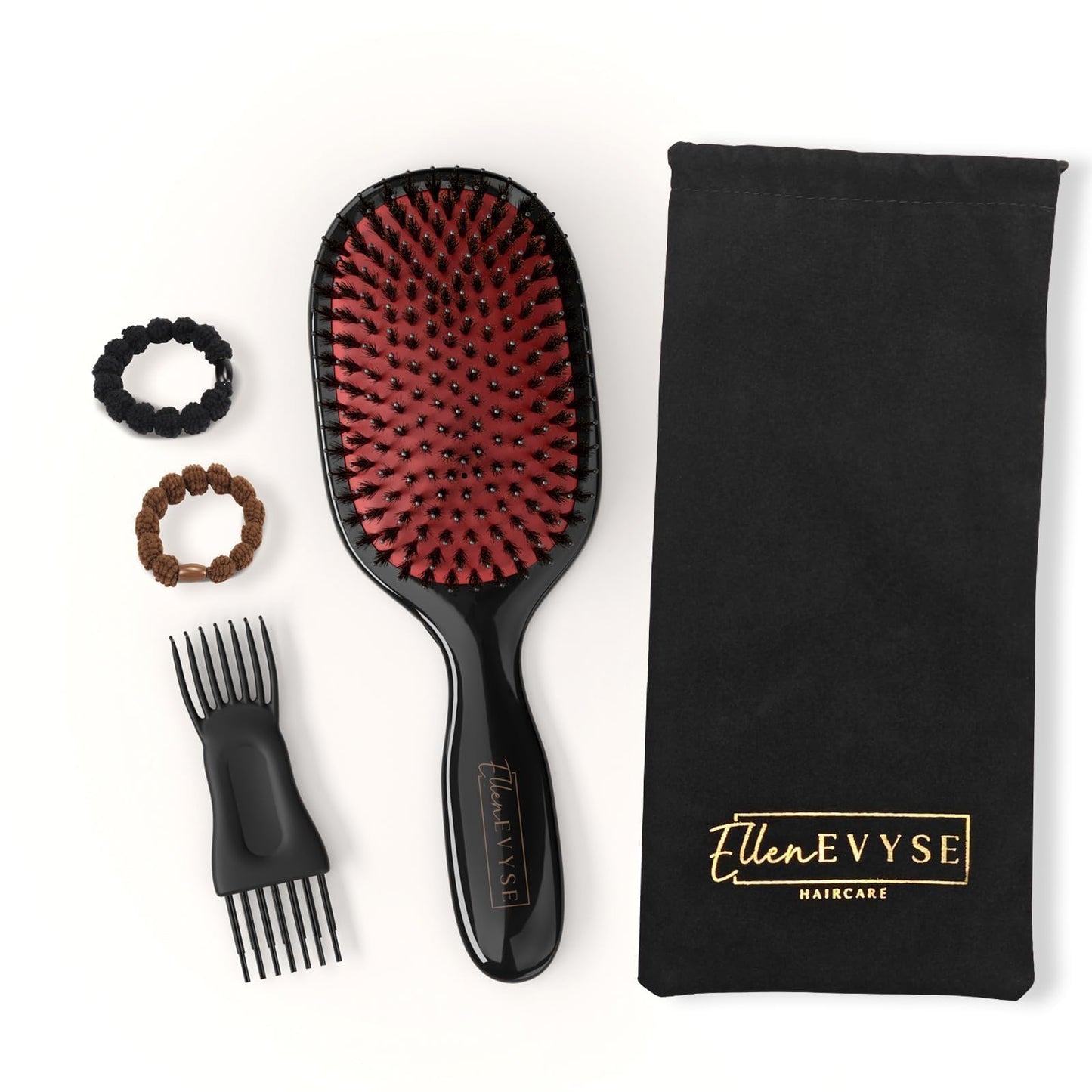 Dark Slate Gray Ellen Evyse Boar Bristle Hair Brush, Nylon Pins and Soft Boar Bristles for Smoothing, Detangling, Reducing Breakage and Enhancing Shine, Hairbrush for Women,Men