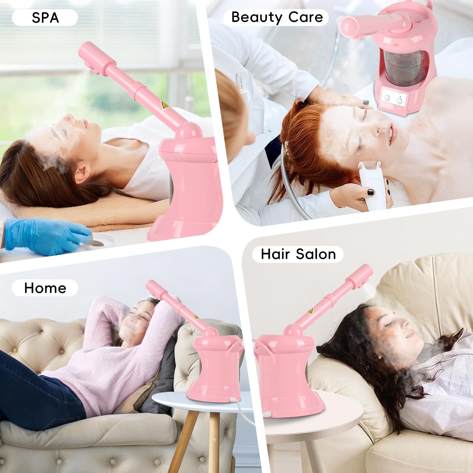 Lavender Facial Steamer Nano Ionic Face Steamer with Extendable Arm, Portable Face Steamer for Facial Deep Cleaning, Steamer for Facial for Personal Care at Home or Salon（Pink）