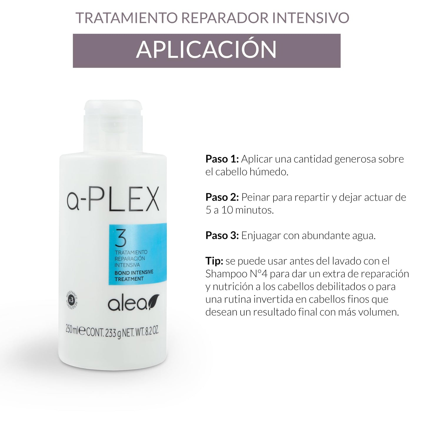 White Smoke ALEA - Damaged Hair Repair Treatment - A-Plex Nº3 Intensive Repair Treatment - 250 ml - Support hair Strength, Repair and Protect It - Deep Hydration for Hair - Manageability