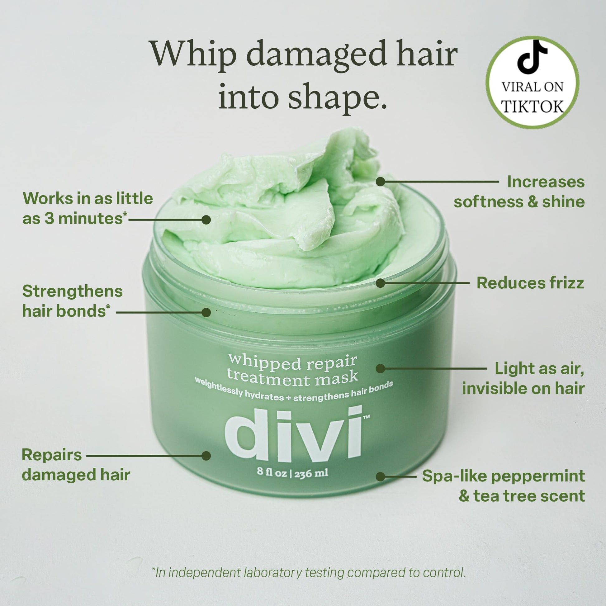 Light Gray Divi Whipped Repair Hair Treatment Mask – Deep Conditioning Hair Mask for Dry, Damaged, and Color-Treated Hair - 8 Fl Oz