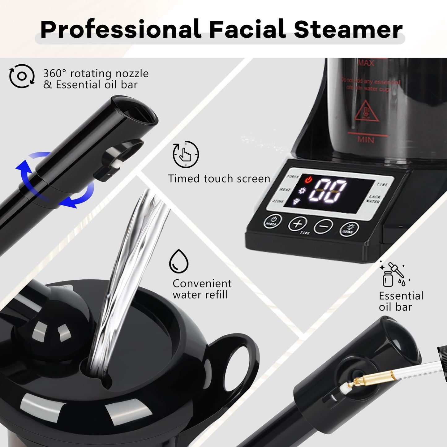 Lavender Hair Steamer 2 in 1 Face Steamer,Ozone Facial Steamer, Portable Tabletop Steamer Moisturizing Hydration Suitable for Home and Salon Personal Care