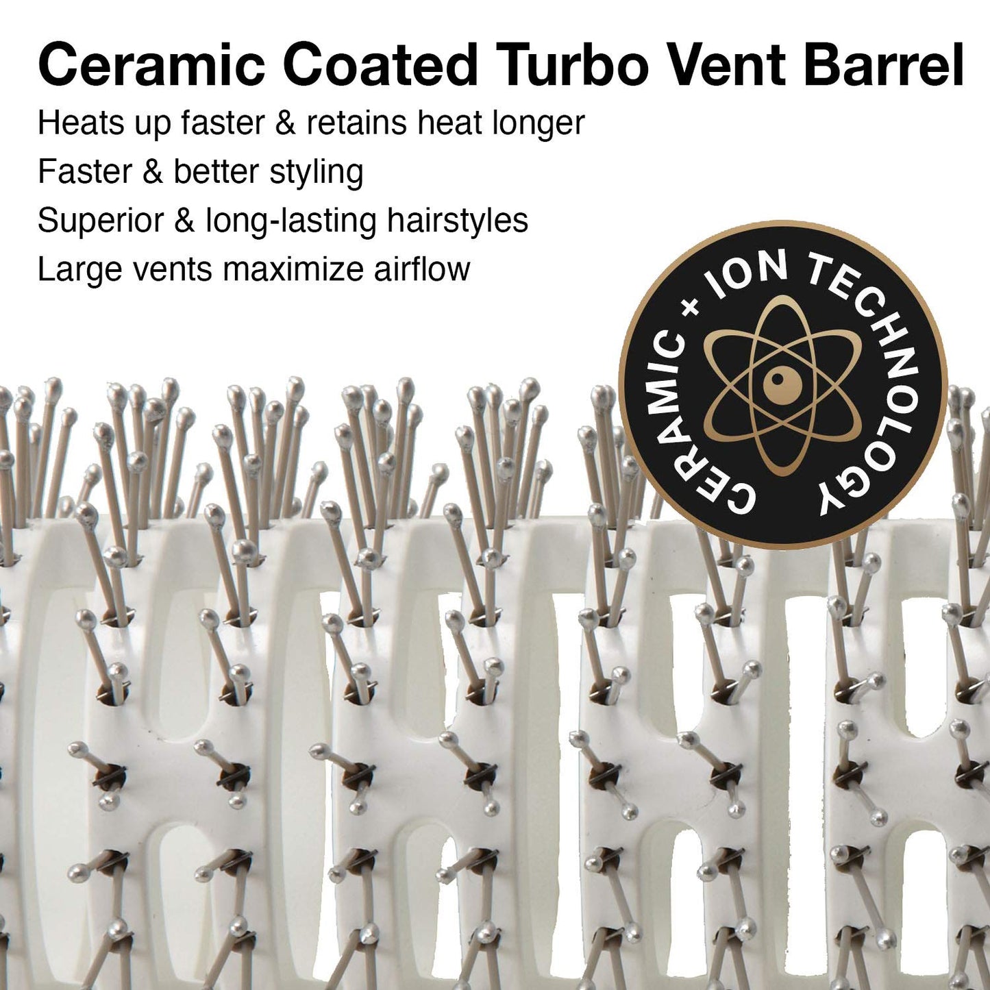 White Smoke Olivia Garden Ceramic and Ion Turbo Vent Pro Hair Brush CITVPRO-LG (Large 3 1/4")