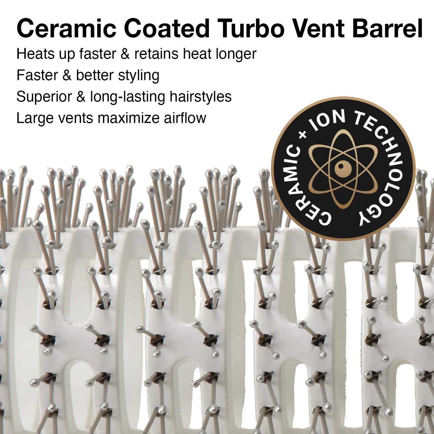 White Smoke Olivia Garden Ceramic and Ion Turbo Vent Pro Hair Brush CITVPRO-LG (Large 3 1/4")