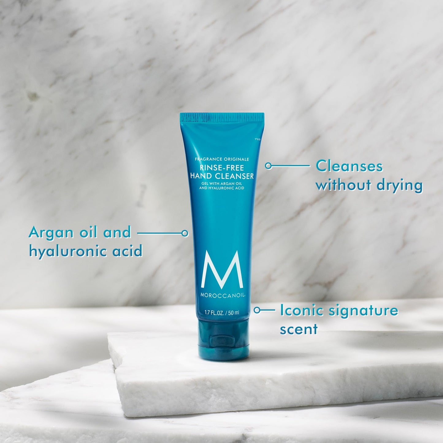 Light Gray Moroccanoil Rinse-Free Hand Cleanser with Hyaluronic Acid, 1.7 Fl. Oz (Pack of 2)