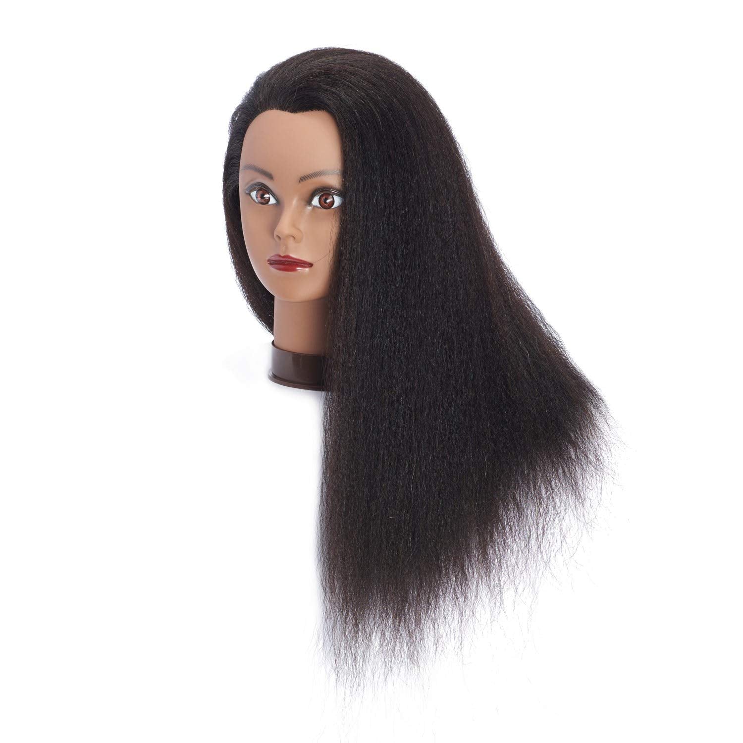 White Smoke Headfix Hair Mannequin Head 100% Real Hair Hairdresser Practice Styling Training Head Cosmetology Manikin Doll Head With Clamp (6F1919B0216)