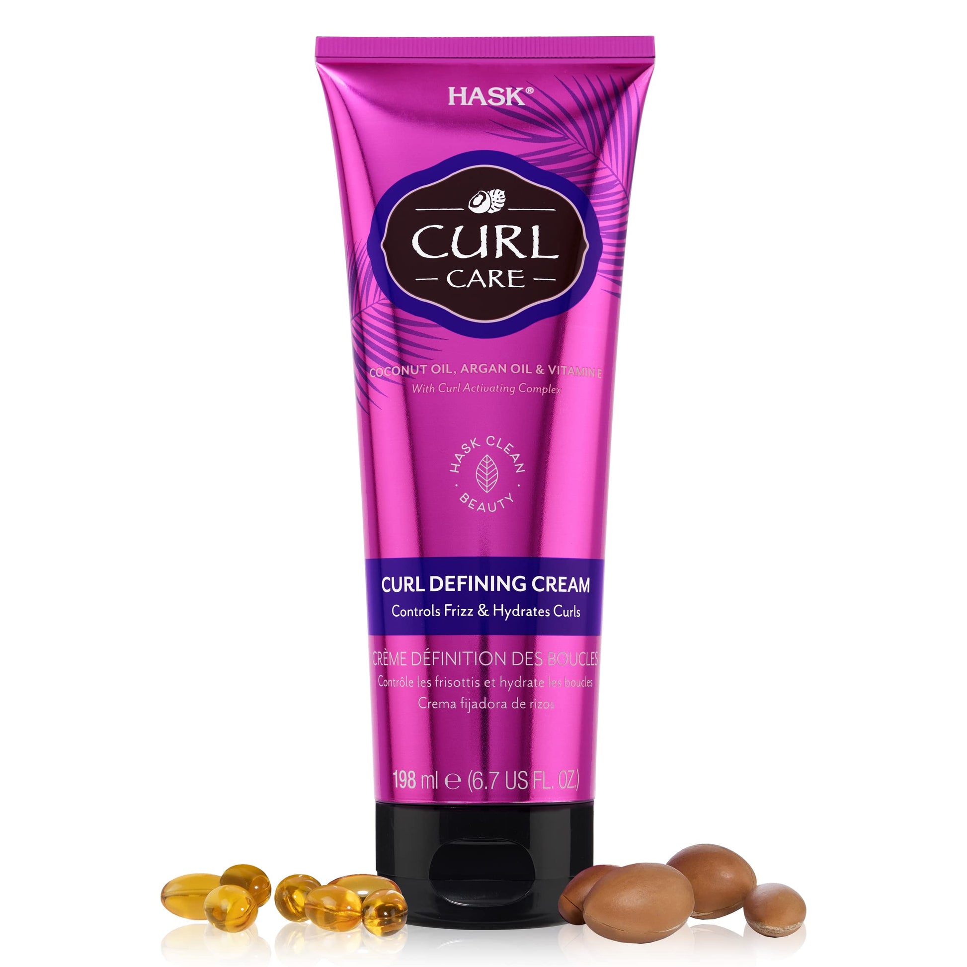 White Smoke HASK CURL CARE Curl Defining Cream - vegan formula, cruelty free, color safe, gluten-free, sulfate-free, paraben-free