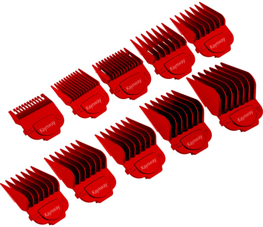 White Smoke Kaynway for Andis Magnetic Clipper Guards 10PCS, Upgrade Professional Clipper Guard Comb Guides for Andis Master Hair Clippers - 1/16" to 1"(Red)