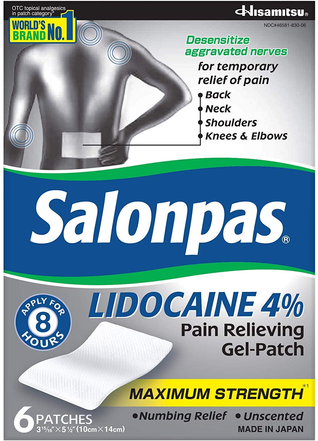 White Smoke Salonpas LIDOCAINE (5 Pack Bundle) Pain Relieving Maximum Strength Gel Patch!