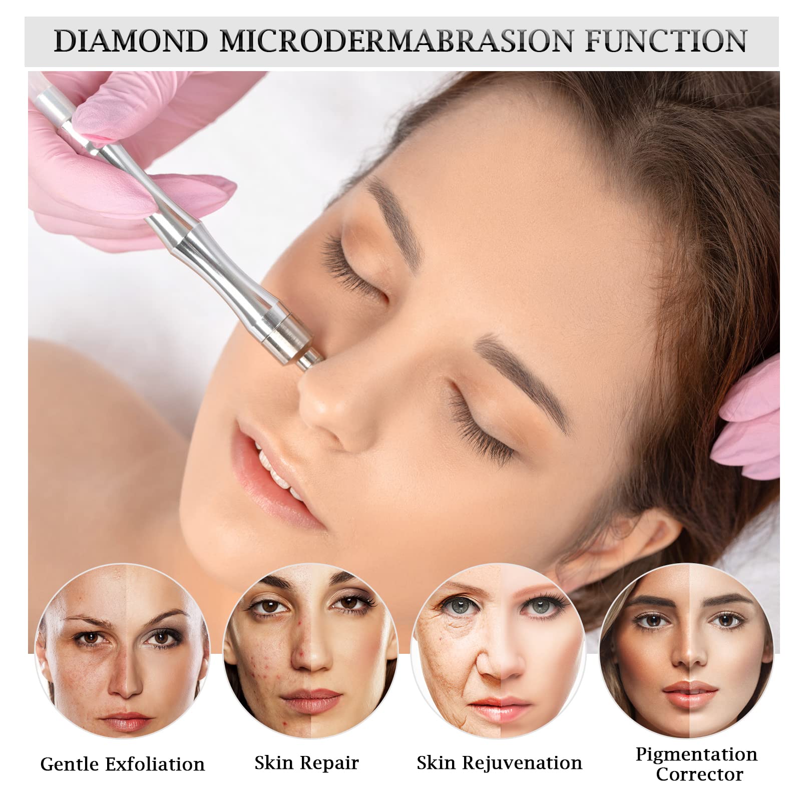 Tan AIMENGXI 3 in 1 Diamond Microdermabrasion Machine, Professional Microdermabrasion Device with Vacuum Spray, Beauty Facial Skin Care Dermabrasion Equipment for Salon Personal Home Use