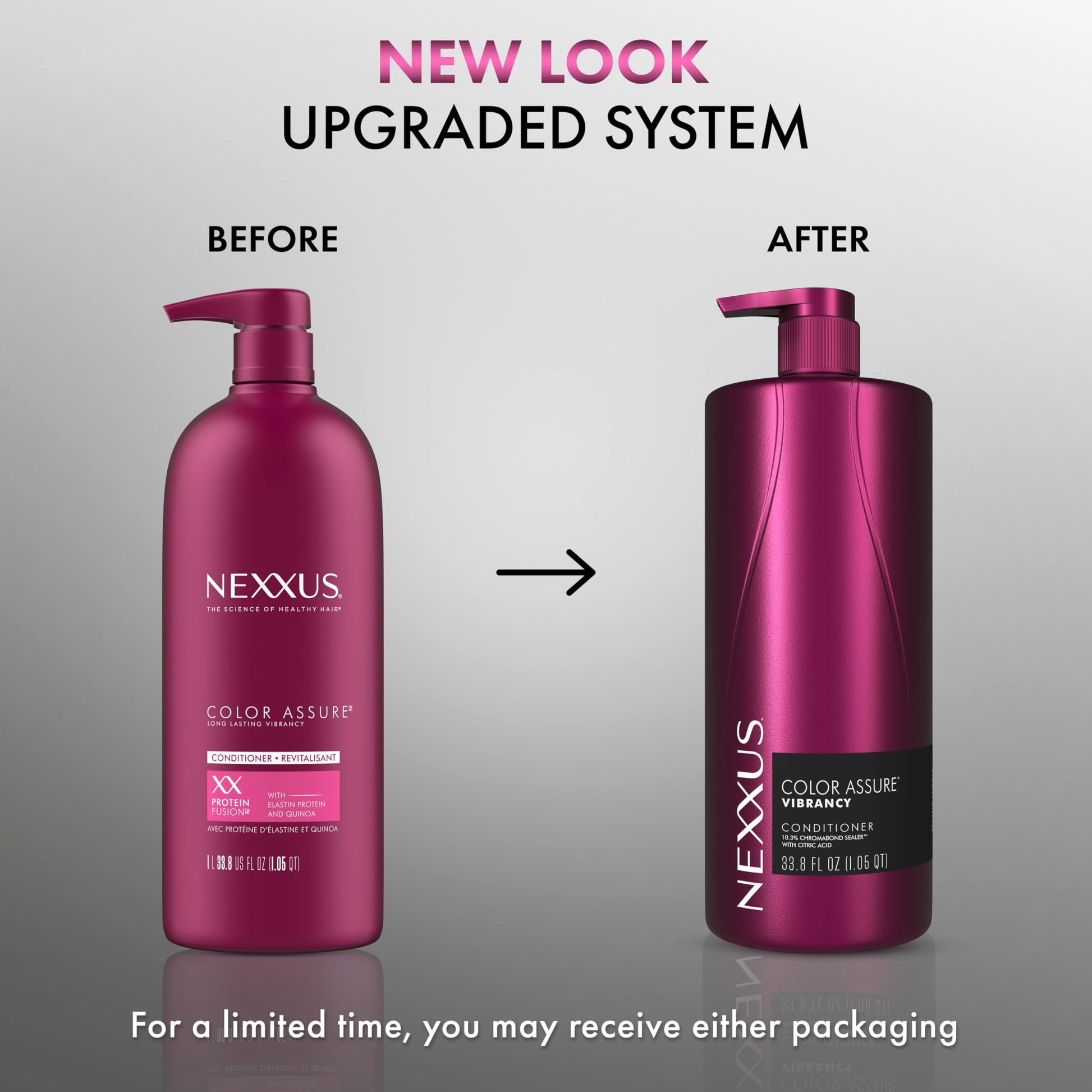 Light Gray Nexxus Color Assure Conditioner for Vibrancy for Color Treated Hair Powered by Chromabond Sealer with Citric Acid 33.8 oz