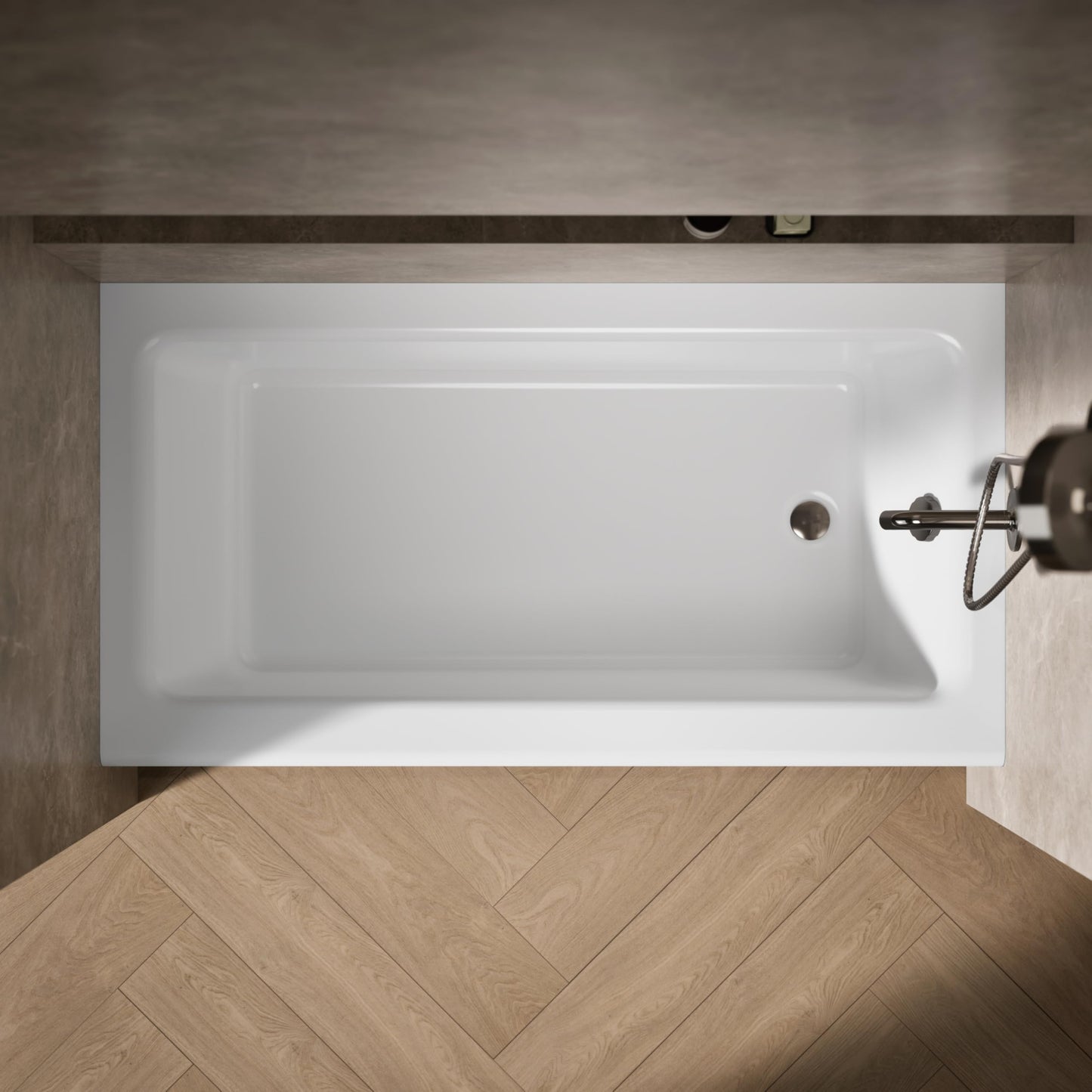 Gray KOHLER 876-0 Bellwether 60-Inch x 32-Inch Cast Iron Alcove Bathtub with Integral Apron and Right Hand Drain, White