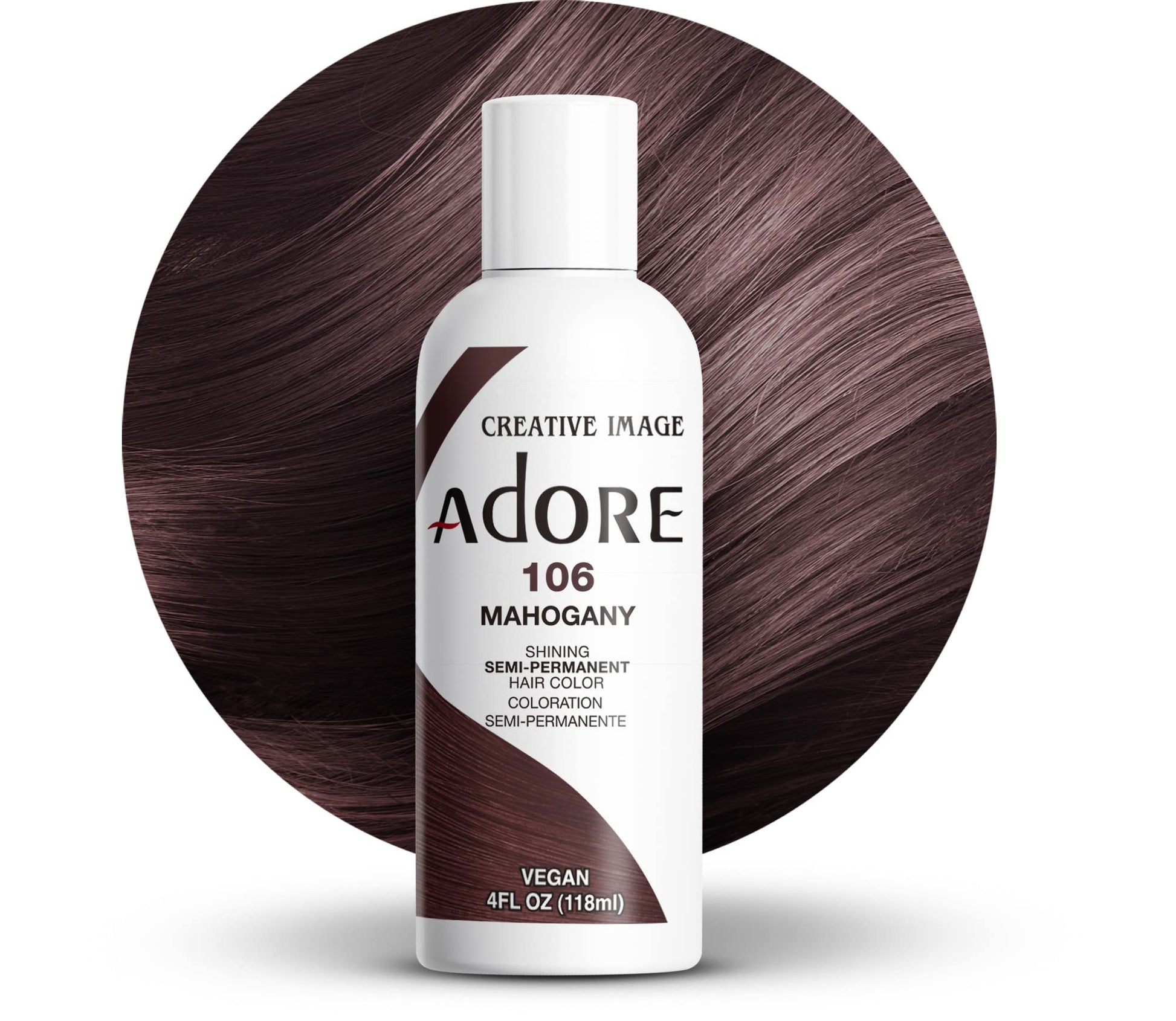 White Smoke Adore Semi Permanent Hair Color - Vegan and Cruelty-Free Hair Dye - 4 Fl Oz - 106 Mahogany (Pack of 3)