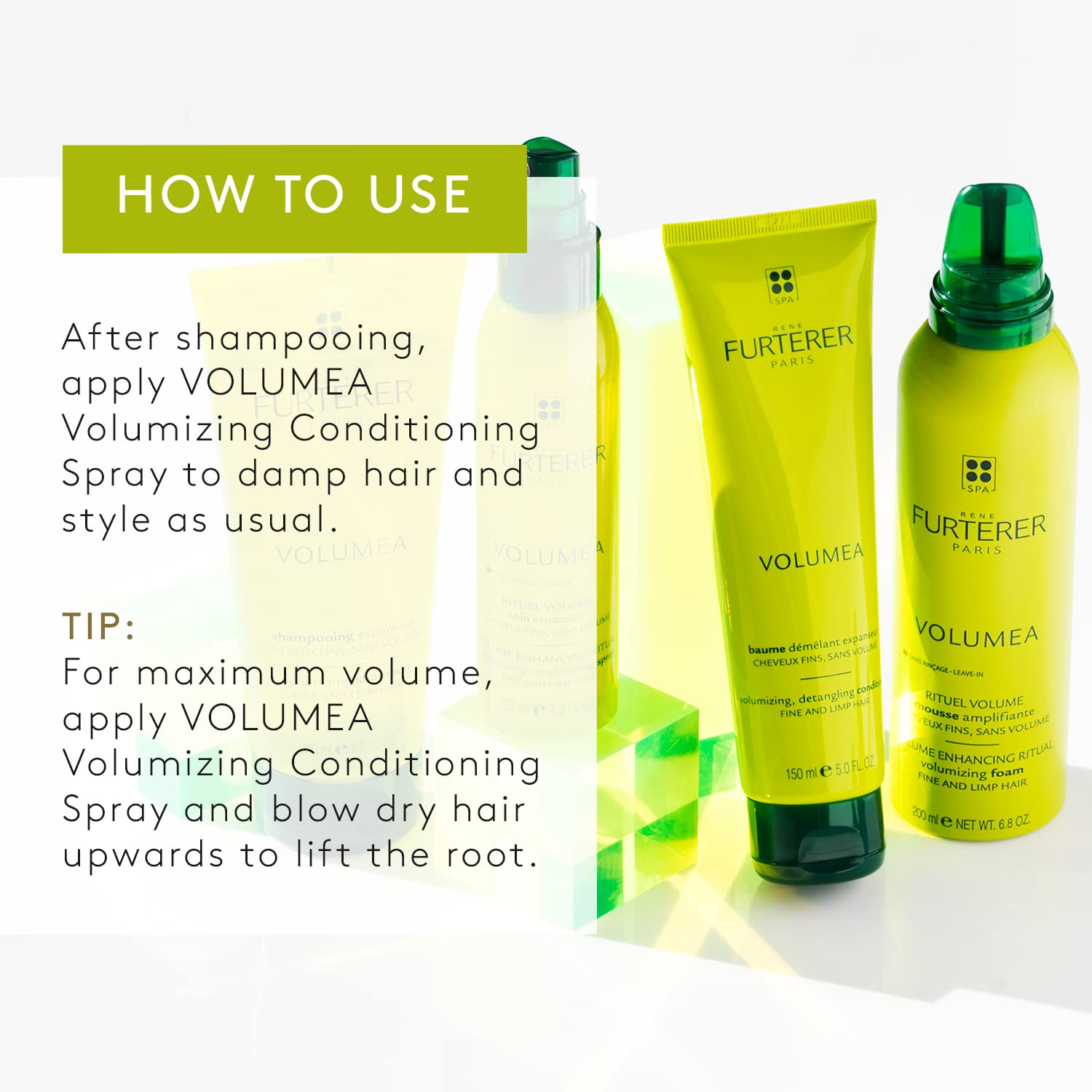 White Smoke René Furterer VOLUMEA Volumizing Conditioning Spray - For Fine, Limp Hair - Thickening & Long-Lasting Volume - Sulfate-Free - 4.2 fl. oz.
