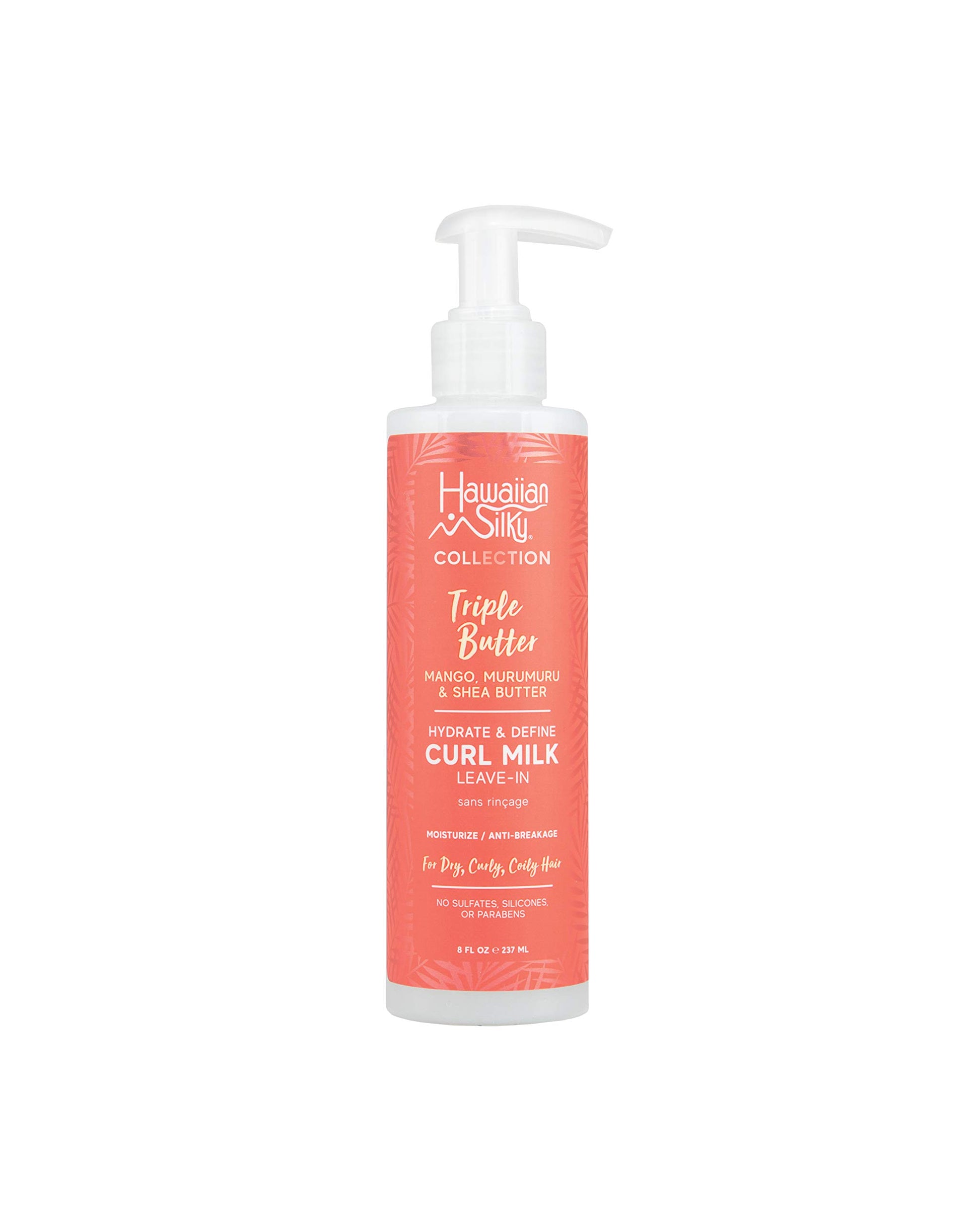 White Smoke Hawaiian Silky Mango and Murumuru Butter Leave-In Curl Milk, 8 fl oz with Shea Butter for Moisture & Anti-Breakage | No Sulfate, Silicones or Parabens | Hawaiian Silky Triple Butter Collection