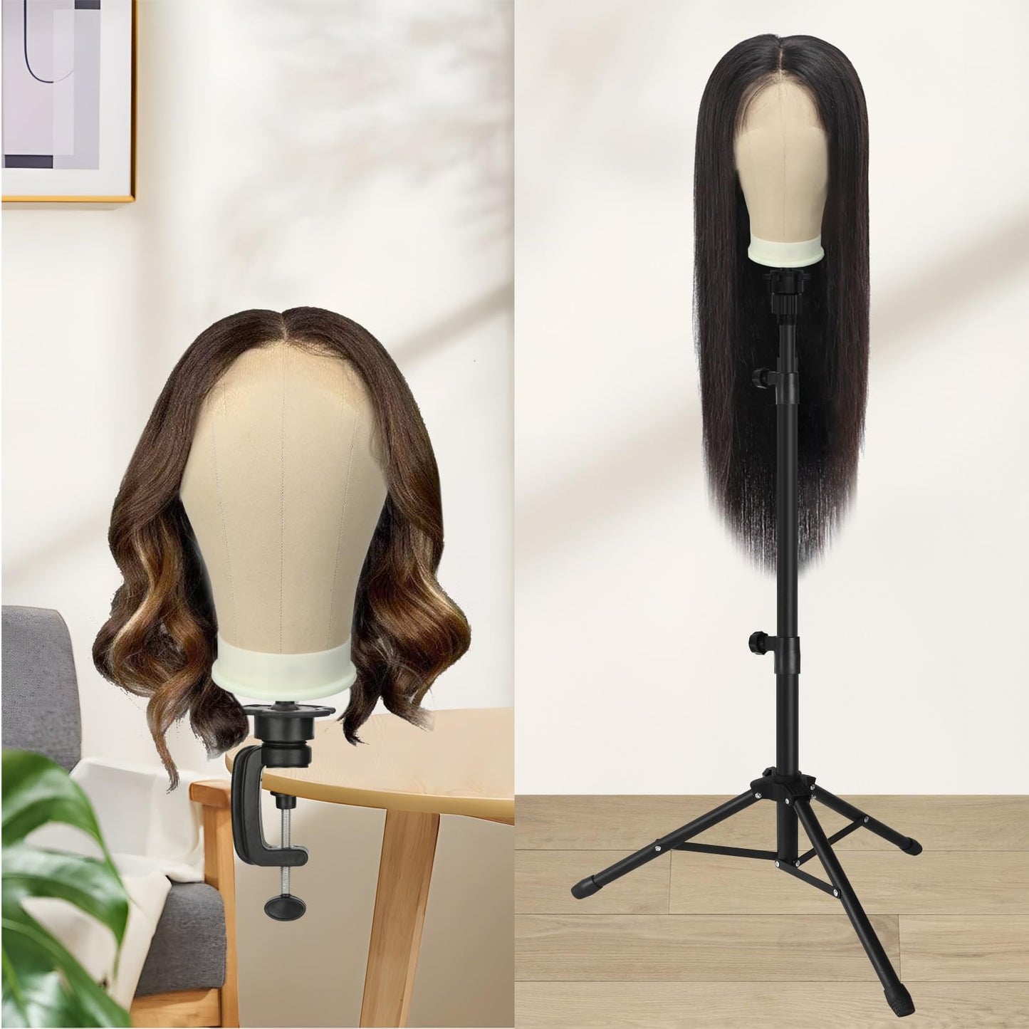Misty Rose Mannequin Head for Wigs Canvas Block Head Wig Head with Mount Hole for Wig Making,Weave Hair Braiding Stand Hat Display Stand,Hairstyle Doll Head Durable Easy to Put Pins In & Out (Light Brown,21")
