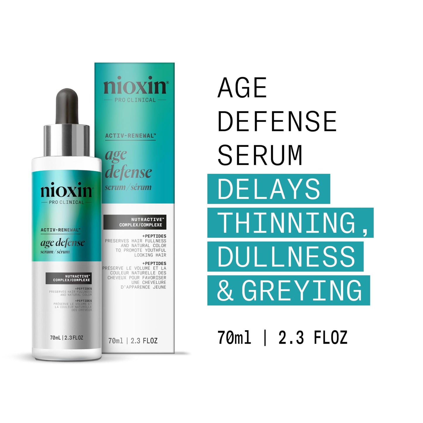 White Smoke Nioxin Age Defense Anti-Aging Hair Serum | Leave-in Scalp Treatment with Peptides | 2.3 Fl Oz | 70mL