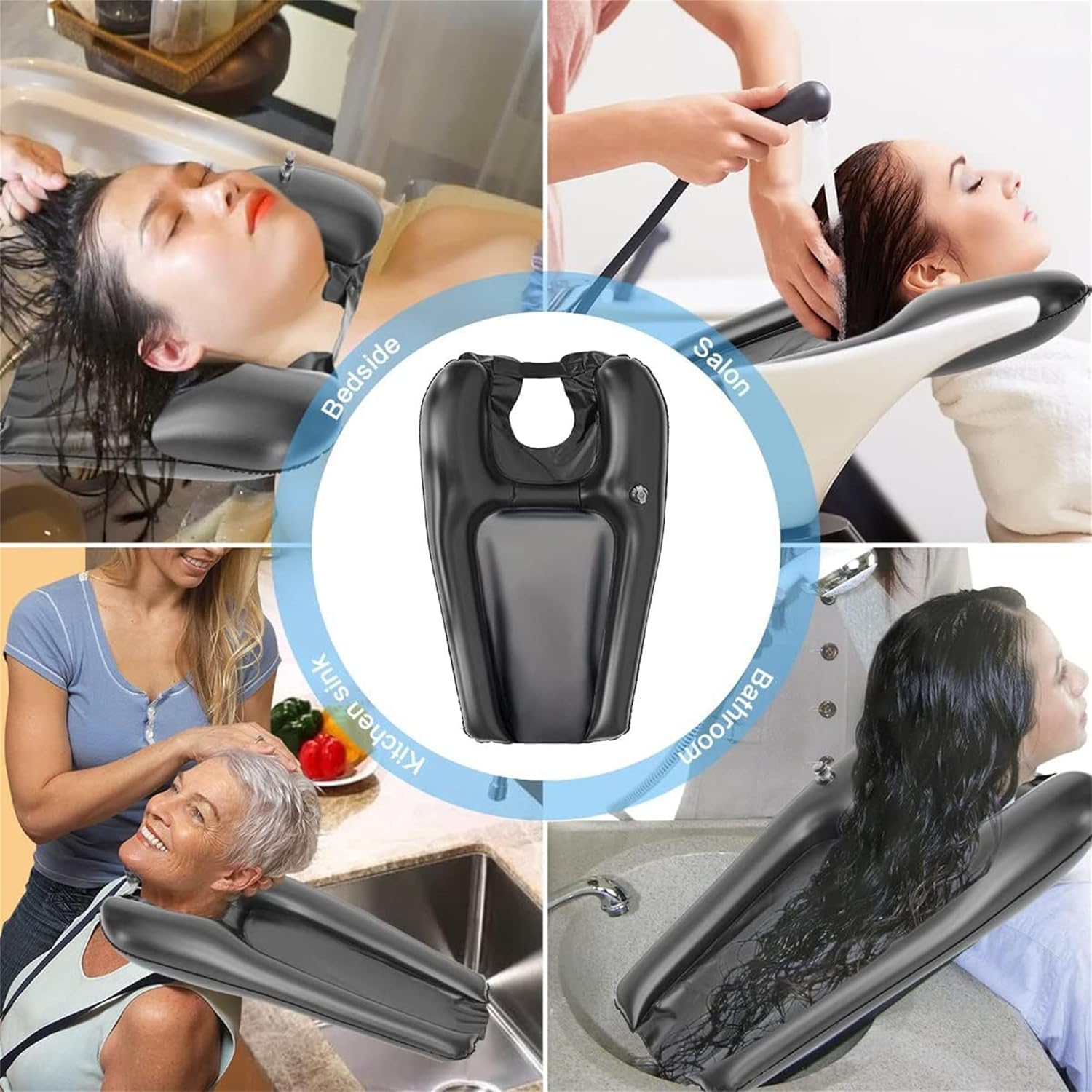 White Smoke Portable Shampoo Bowl with Inflator,Hair Washing Station for Kids,Inflatable Hair Washing Basin for Sink at Home,Outdoors Or The Hospital, for Handicapped,Child, Seniors, Pregnancy, Bedridden Patient