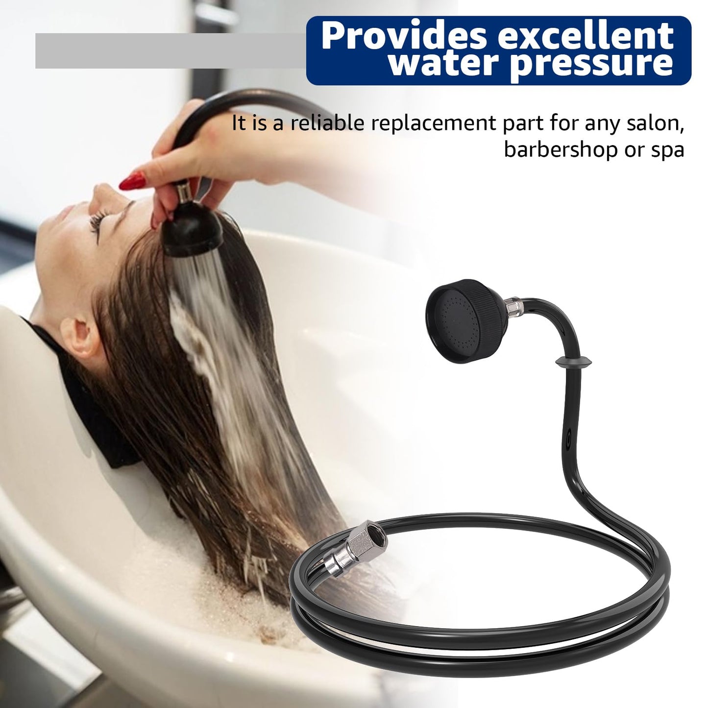 White Smoke Aomitop Shampoo Bowl Sink Hose with Sprayer,Salon Spray Head Attachment for Shampoo Bowl Faucet Vacuum Breaker, Salons Sink, Barber Shop, Spa, 1/4" Thread, 46" Long