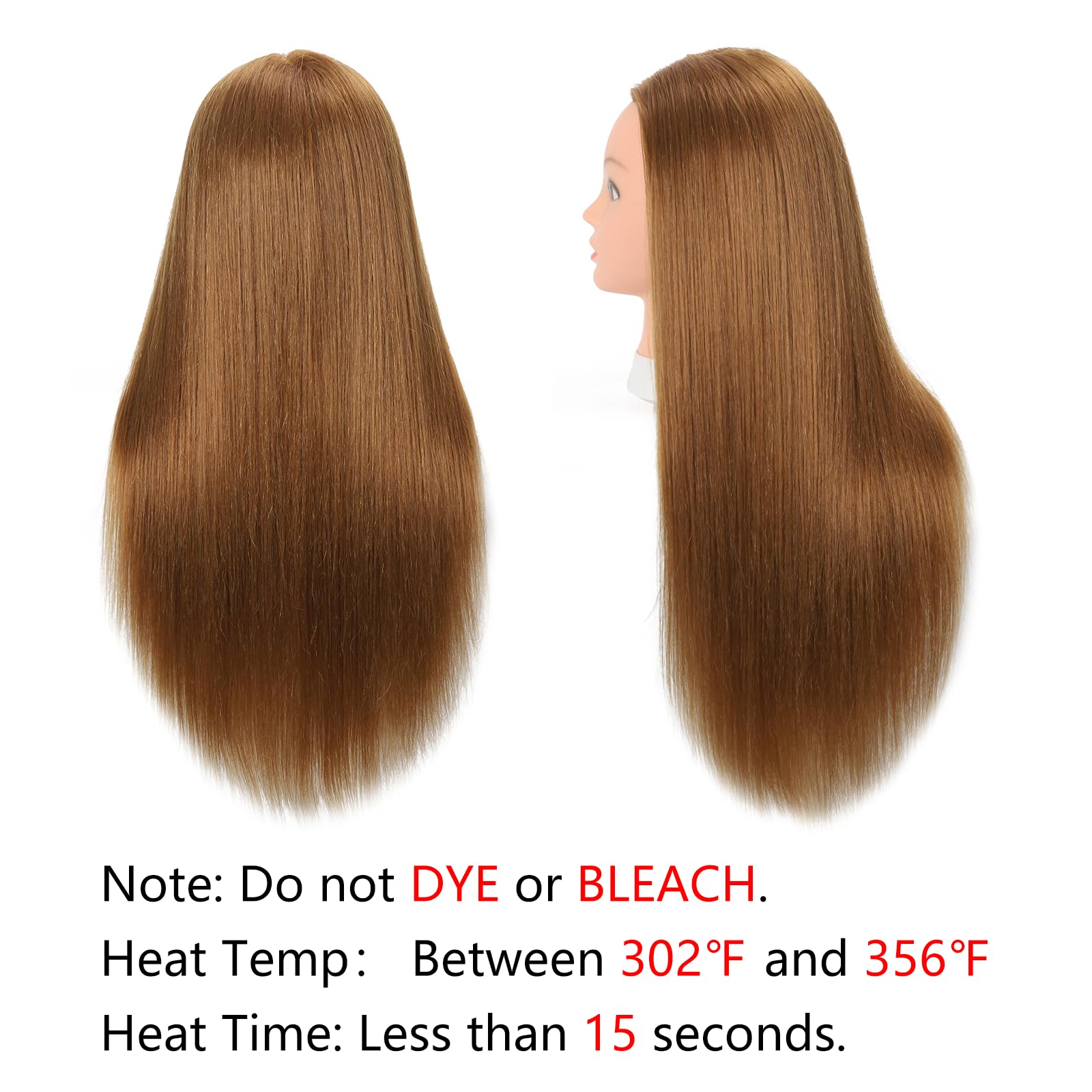 White Smoke Opini Mannequin Head with 80% Human Hair - Straight, 26"-28" Doll Head for Cosmetology & Hairdresser (#27 Light Brown)