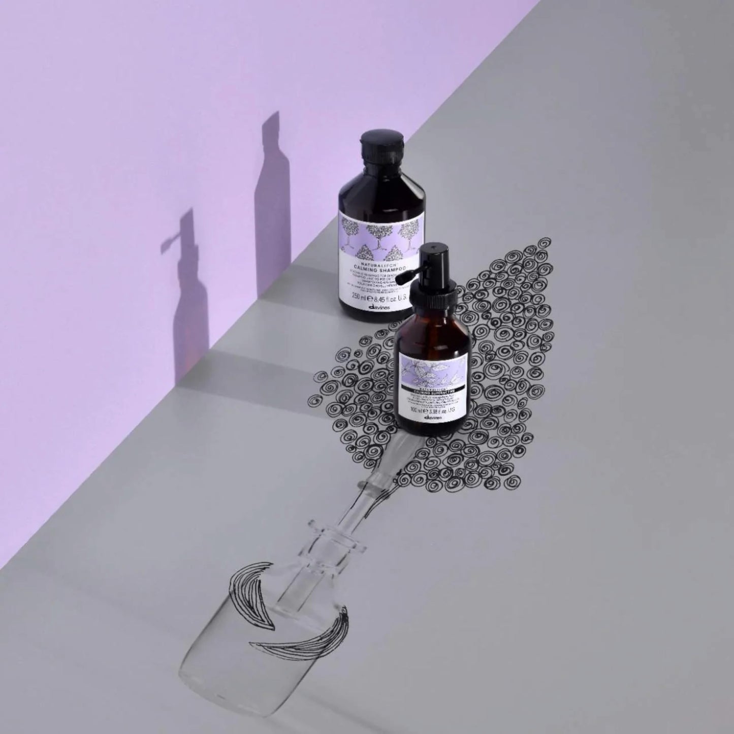 Dark Gray Davines Naturaltech Calming Shampoo, Soothing & Relieving for Sensitive Scalp - With Blueberry Phytoceuticals - Gentle Cleanser Reduces Itching & Redness, 8.45 Fl Oz