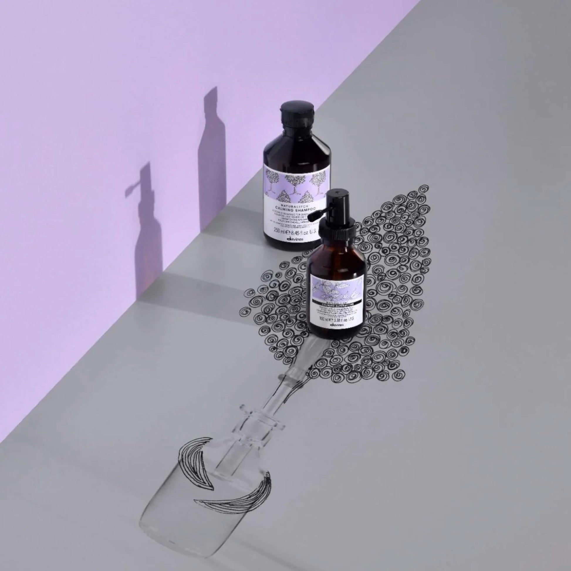 Dark Gray Davines Naturaltech Calming Shampoo, Soothing & Relieving for Sensitive Scalp - With Blueberry Phytoceuticals - Gentle Cleanser Reduces Itching & Redness, 8.45 Fl Oz