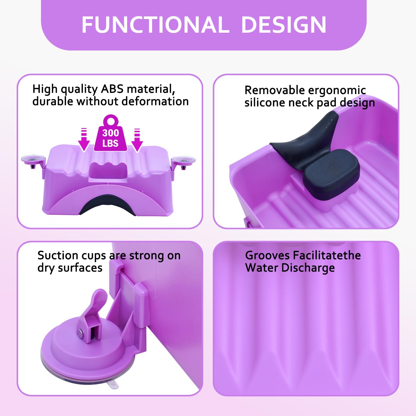 White Smoke Portable Shampoo Basin for Kids, Baby, Children,Tear Free Hair Washing Basin Tray at Home (Purple)