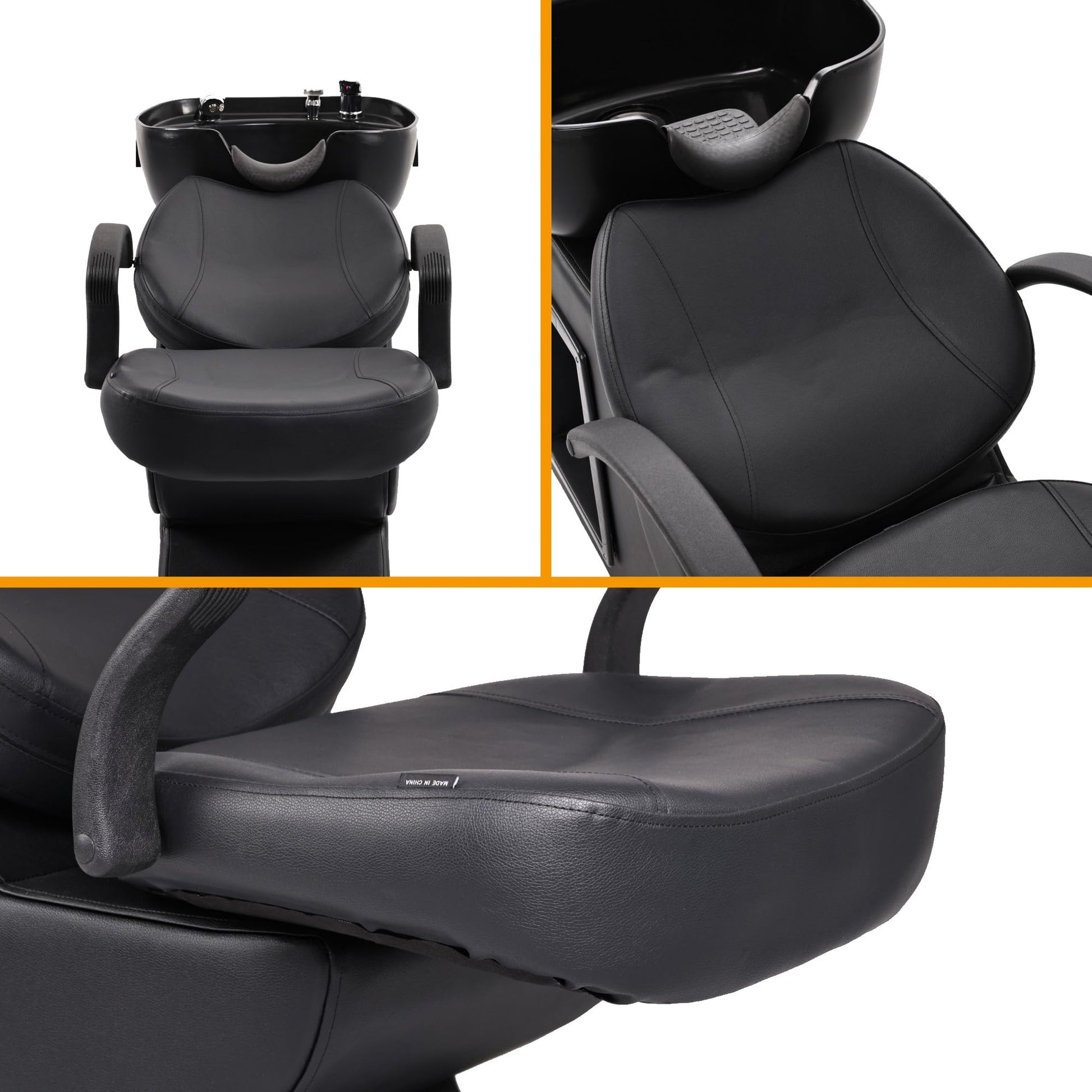 White Smoke Seogwisam Shampoo Bowl and Chair Set for Salon, Backwash Barber Chair,ABS Plastic Shampoo Bowl Sink Unit w/Storage Box for Beauty Spa Barbershop