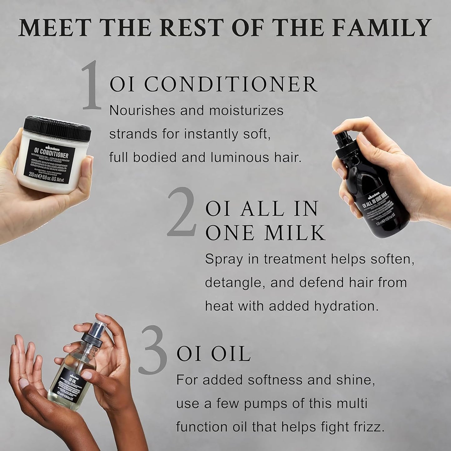 Gray Davines OI Body Wash, Gently Cleansing Moisturizing Body Wash for All Skin Types - Hydrates & Softens Skin with Antioxidant Roucou Oil - Rich Creamy Foam with Signature OI Scent, 9.47 Fl Oz