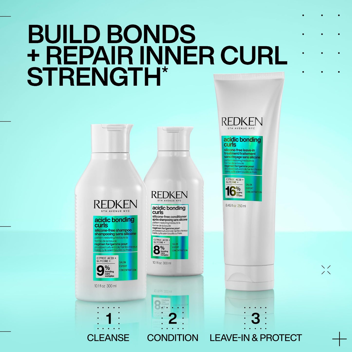 Pale Turquoise Redken Acidic Bonding Curls Leave-In Treatment For Curly & Coily Hair - Heat Protectant, Repairs & Defines Damaged Curls, Detangles & Conditions